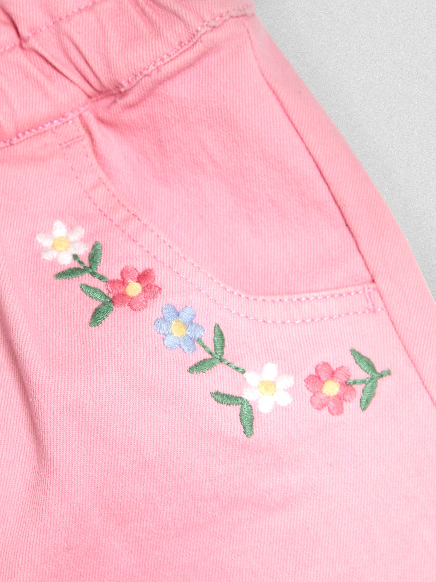 Pink Floral Embroidered Twill Shorts - Image 4 of 4