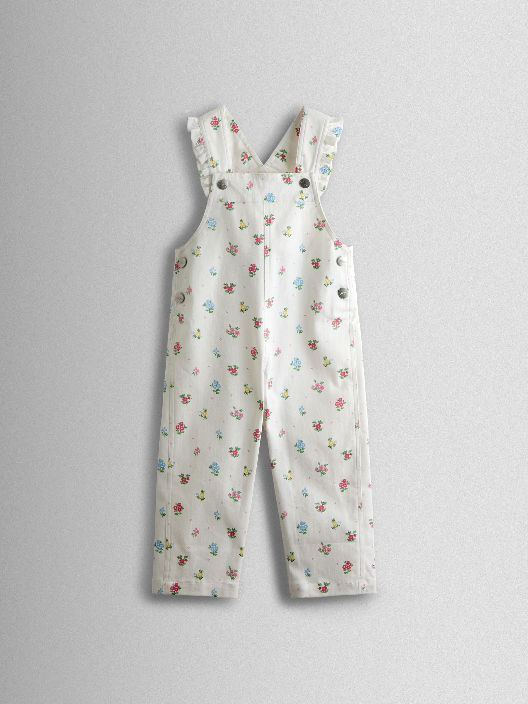 Cream Floral Printed Twill Dungarees - Image 1 of 3