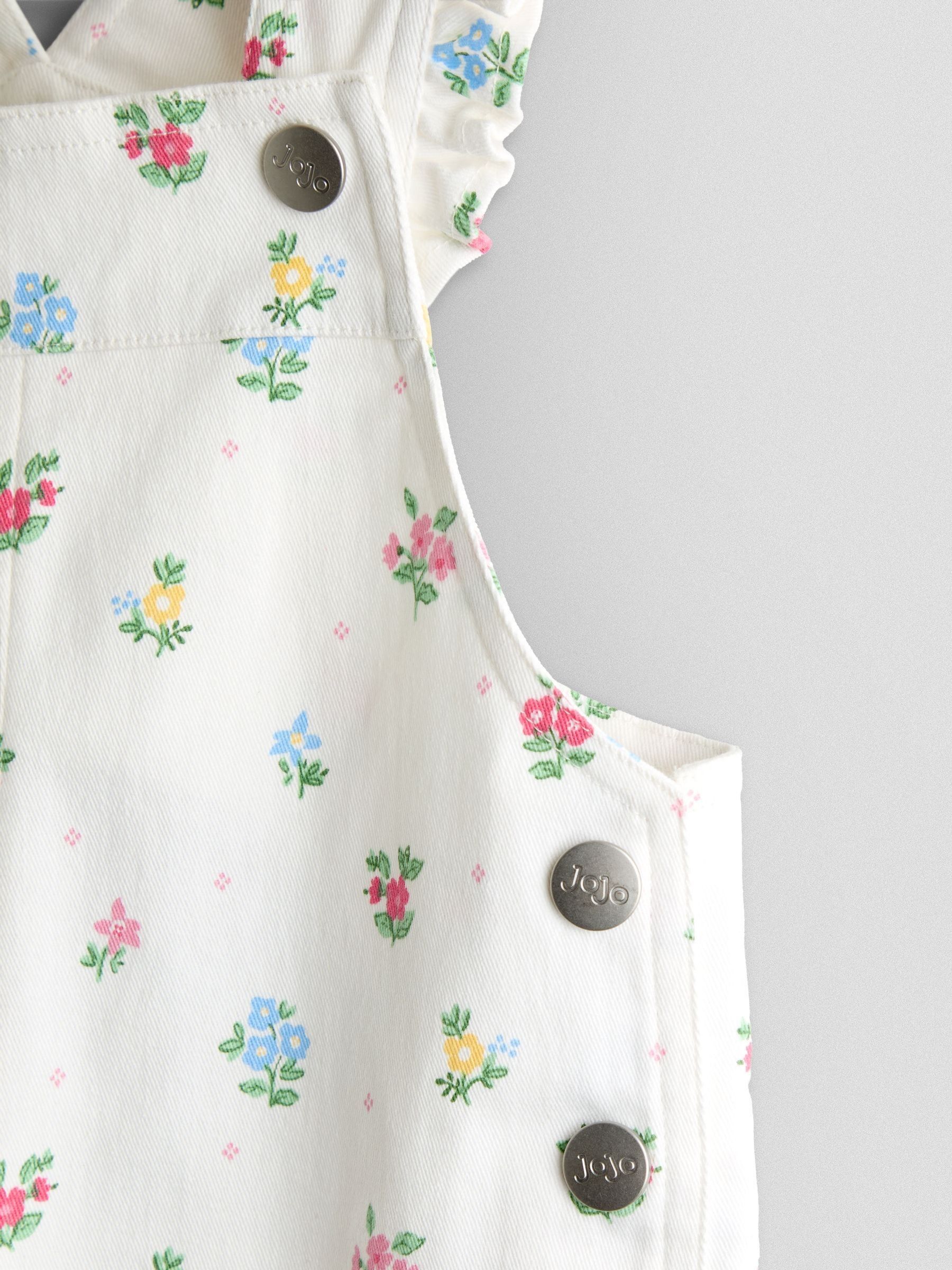 Cream Floral Printed Twill Dungarees - Image 3 of 3
