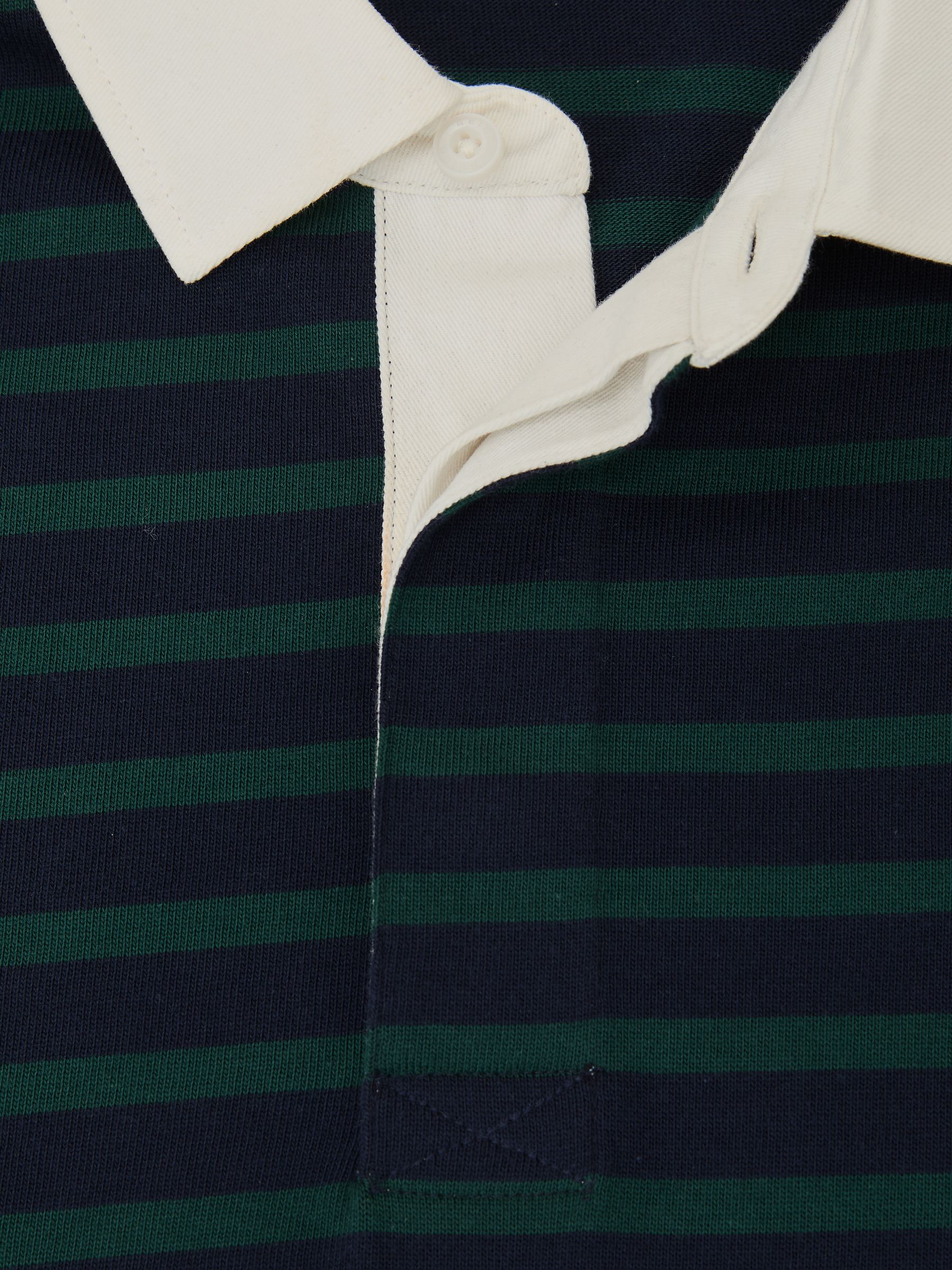 Cotton Rugby-Stripe Polo Shirt in Navy/Green - image 4