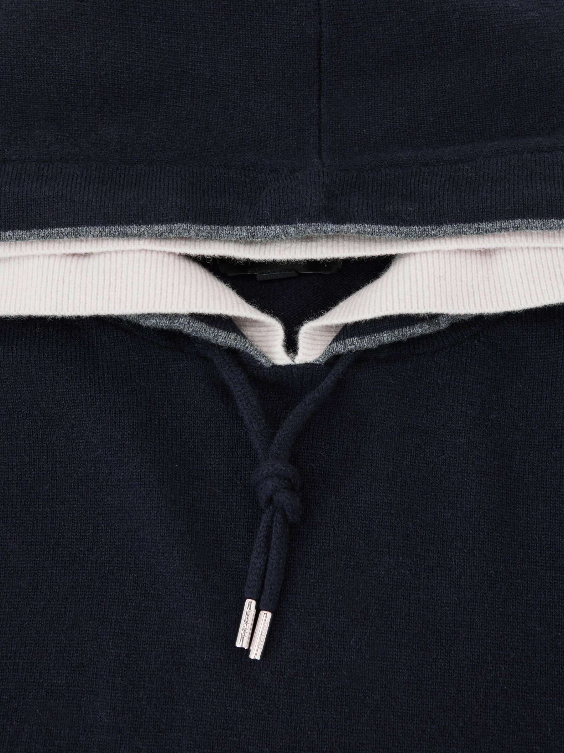 Merino Wool Tipped Hoodie in Navy - Image 6 of 6