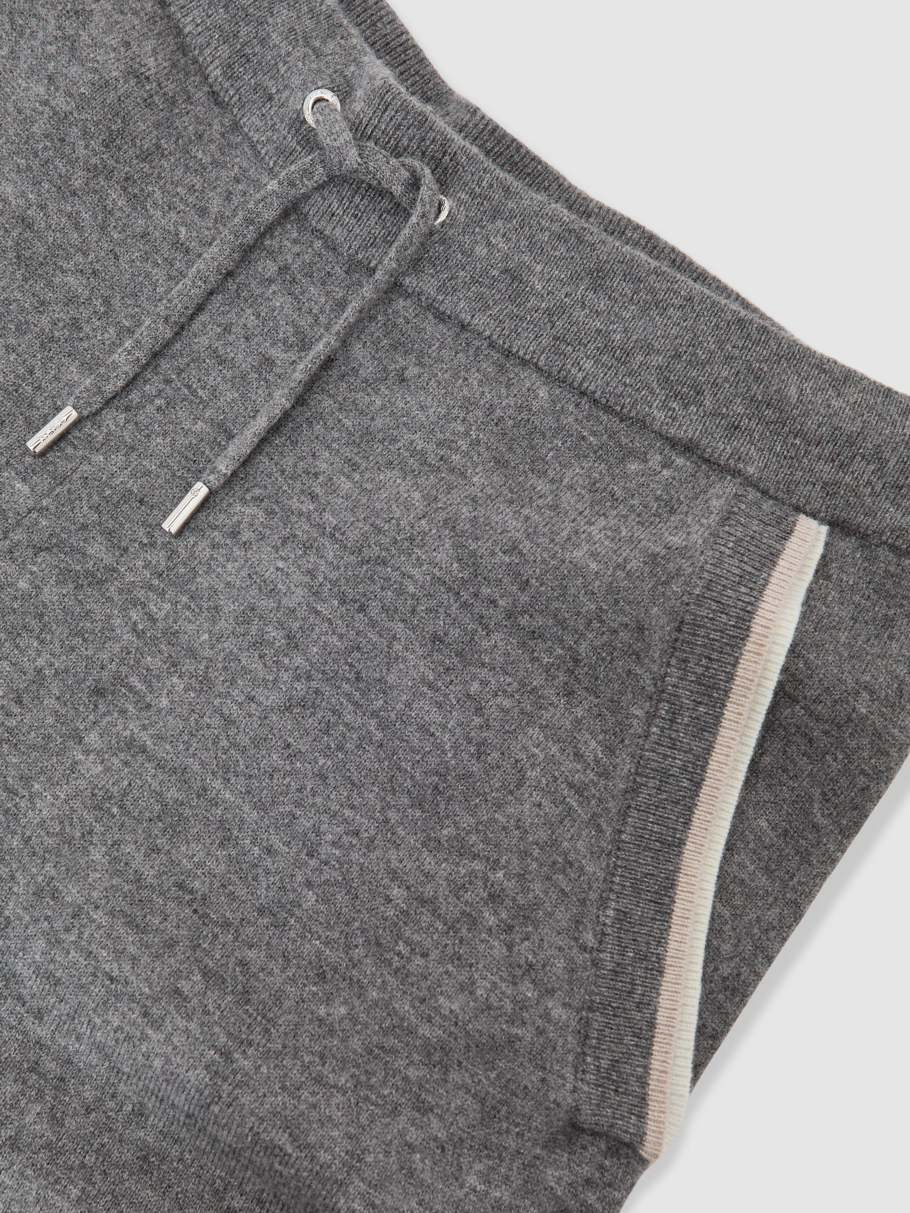 Merino Wool Tipped Drawstring Joggers in Mid Grey - Image 6 of 6
