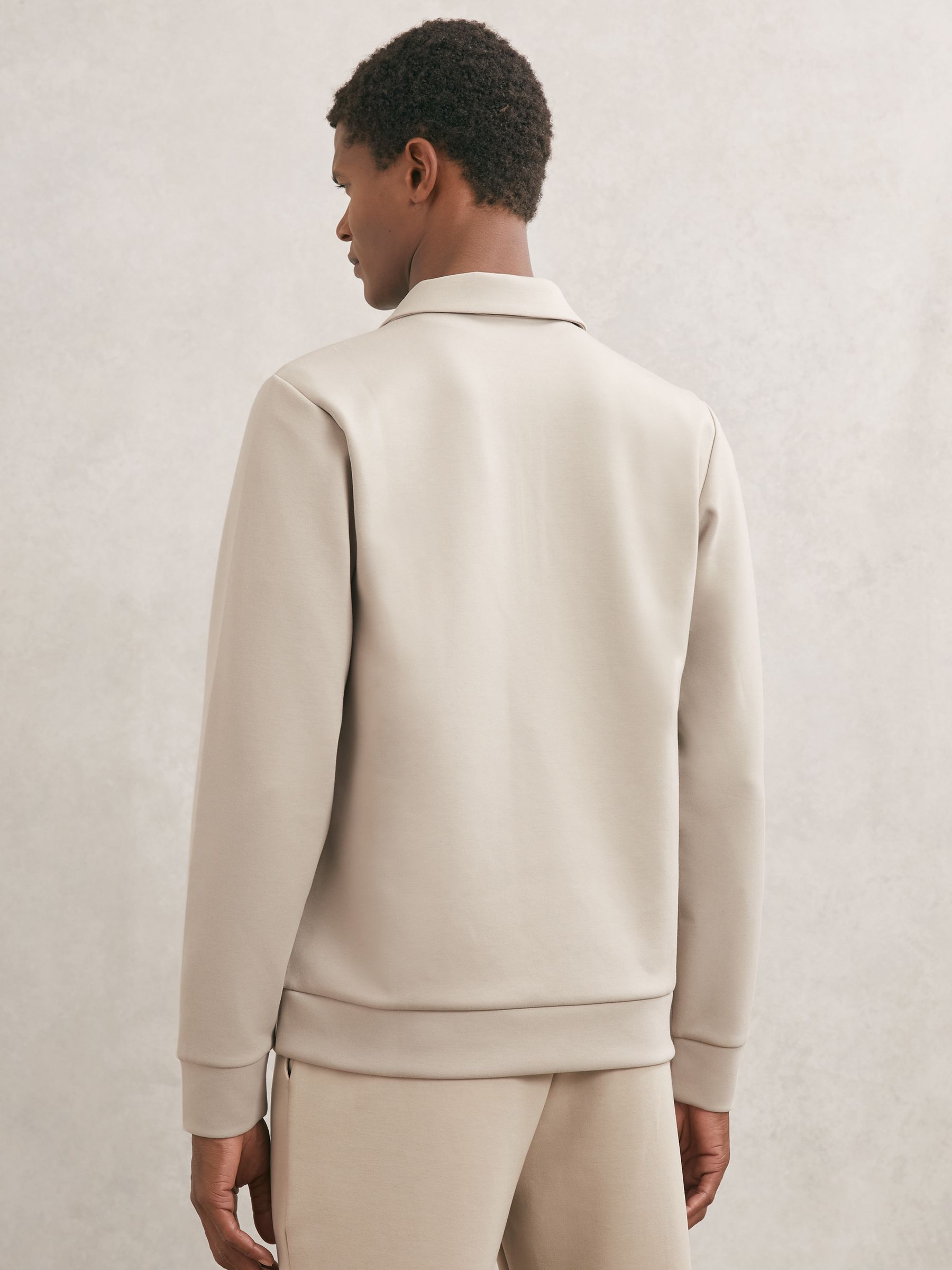 Premium Interlock Half-Zip Polo Sweatshirt in Stone - image 3