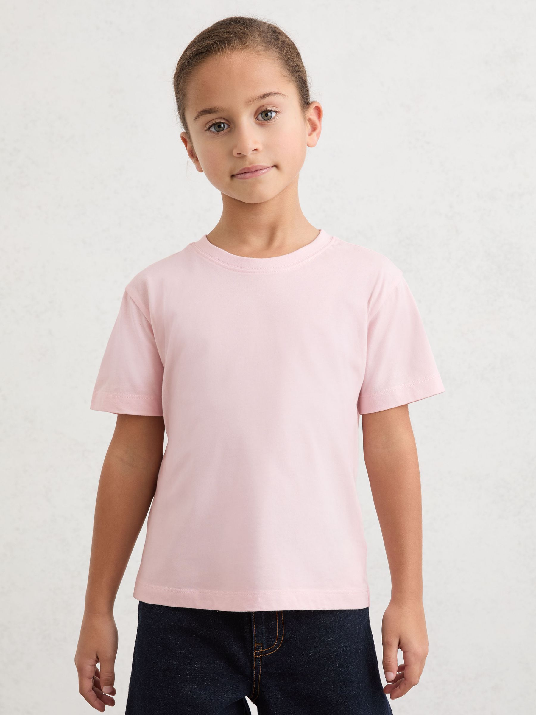 9-13 yrs Cotton Crew-Neck T-Shirt in Pale Pink - Image 1 of 4