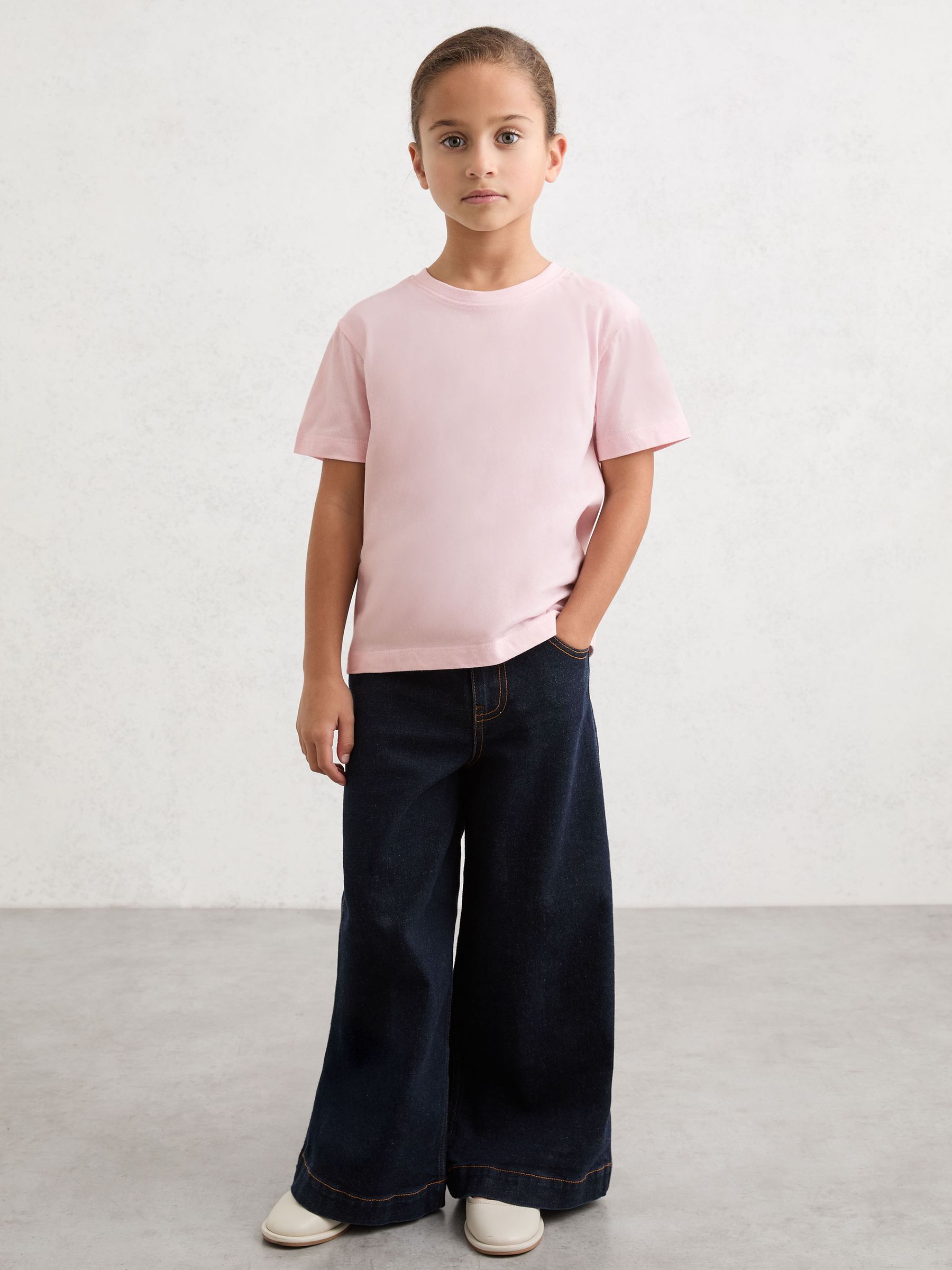 9-13 yrs Cotton Crew-Neck T-Shirt in Pale Pink - Image 3 of 4