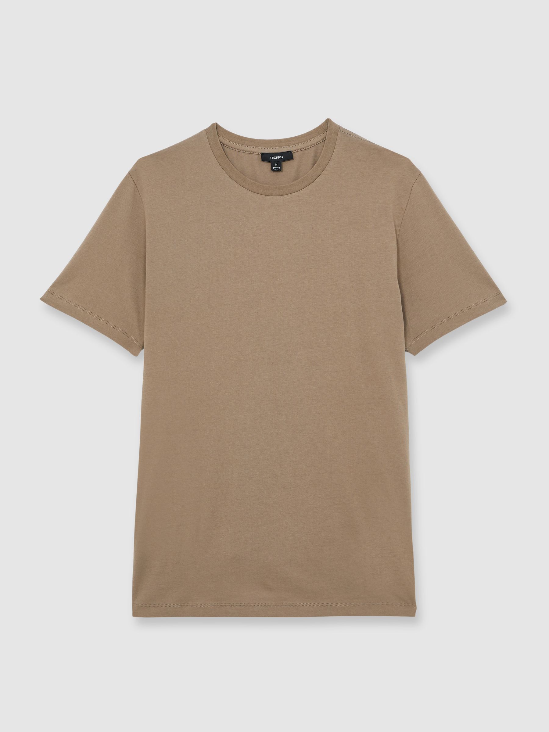 Cotton Crew-Neck Tailored-Fit T-Shirt in Taupe Brown - image 1