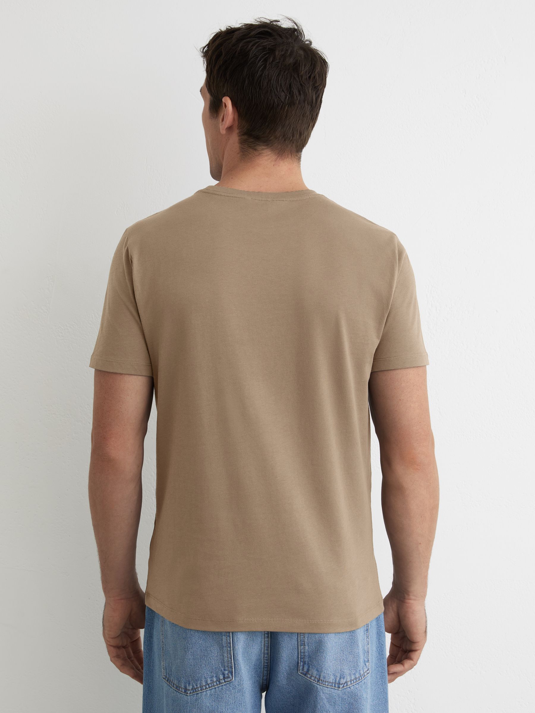 Cotton Crew-Neck Tailored-Fit T-Shirt in Taupe Brown - image 4