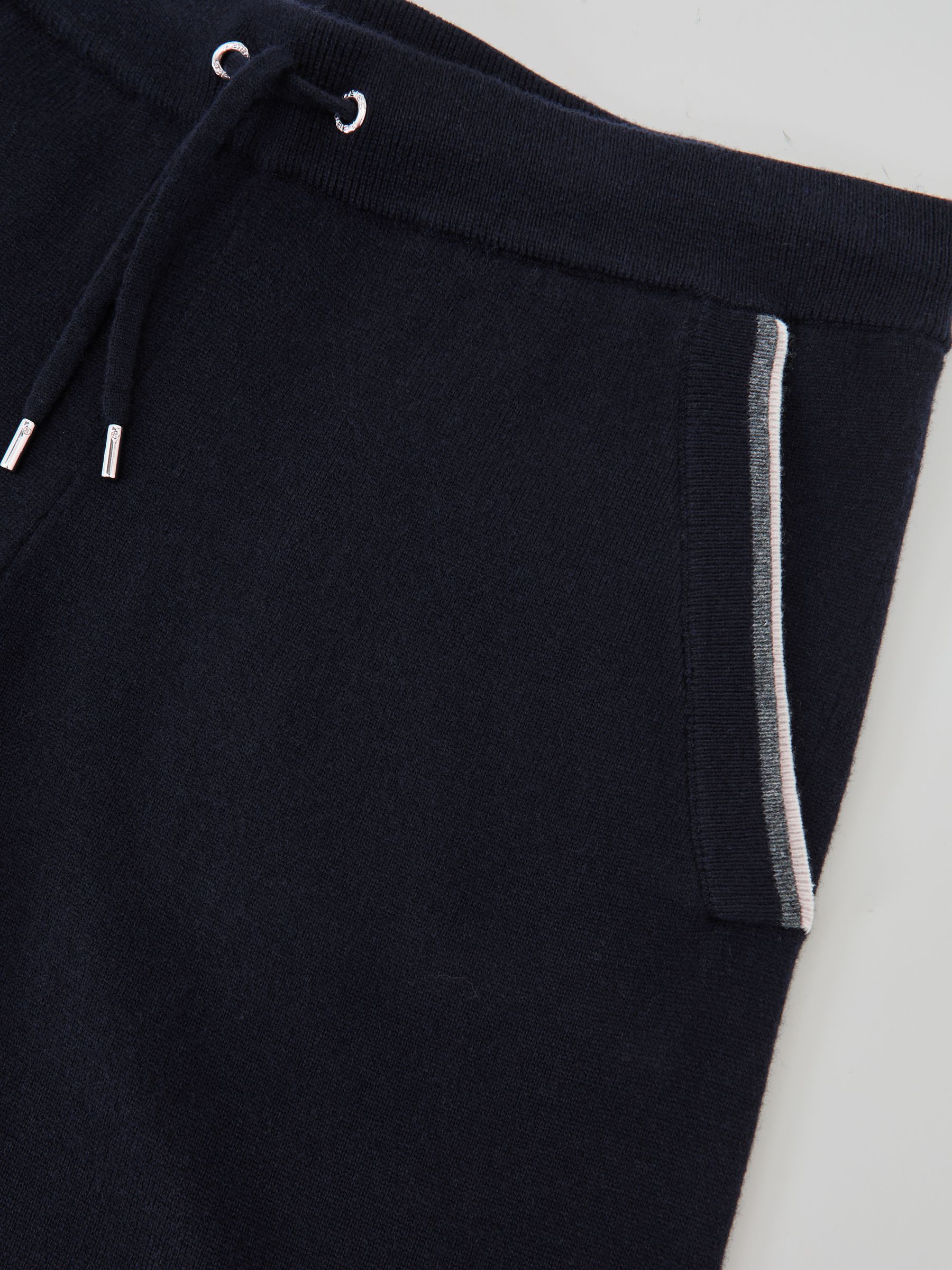 Merino Wool Tipped Drawstring Joggers in Navy - Image 6 of 6