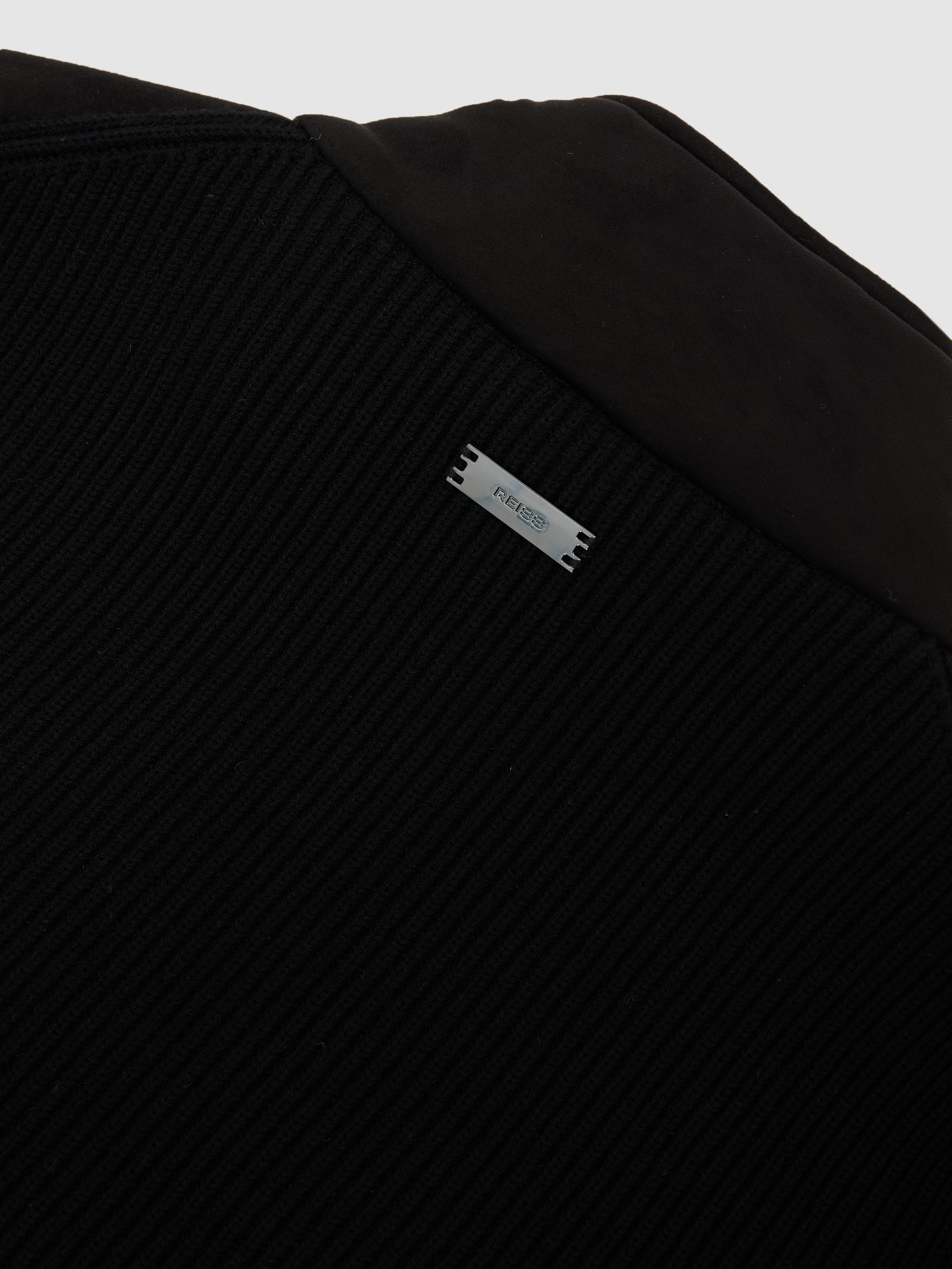 Quilted Hybrid Zip-Through Jacket in Black - Image 8 of 8