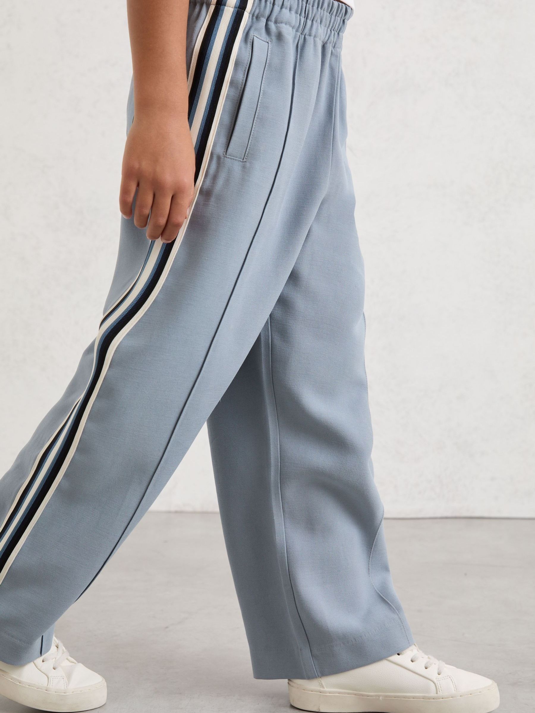 Pantalons à rayures latérales en Blend de coton Bleu (9-13 ans) - Image 1 de 4