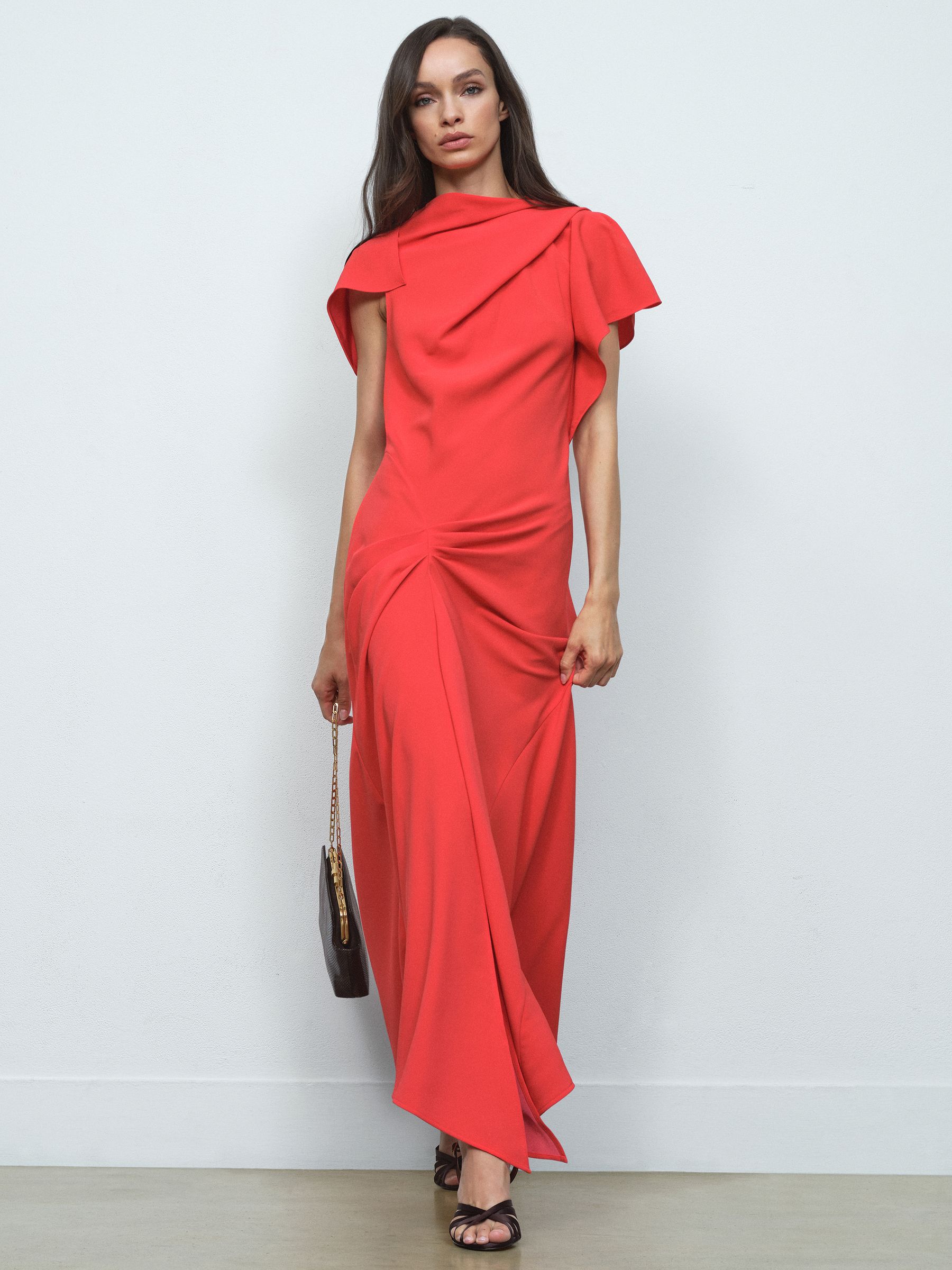 Asymmetric Draped Midi Dress
