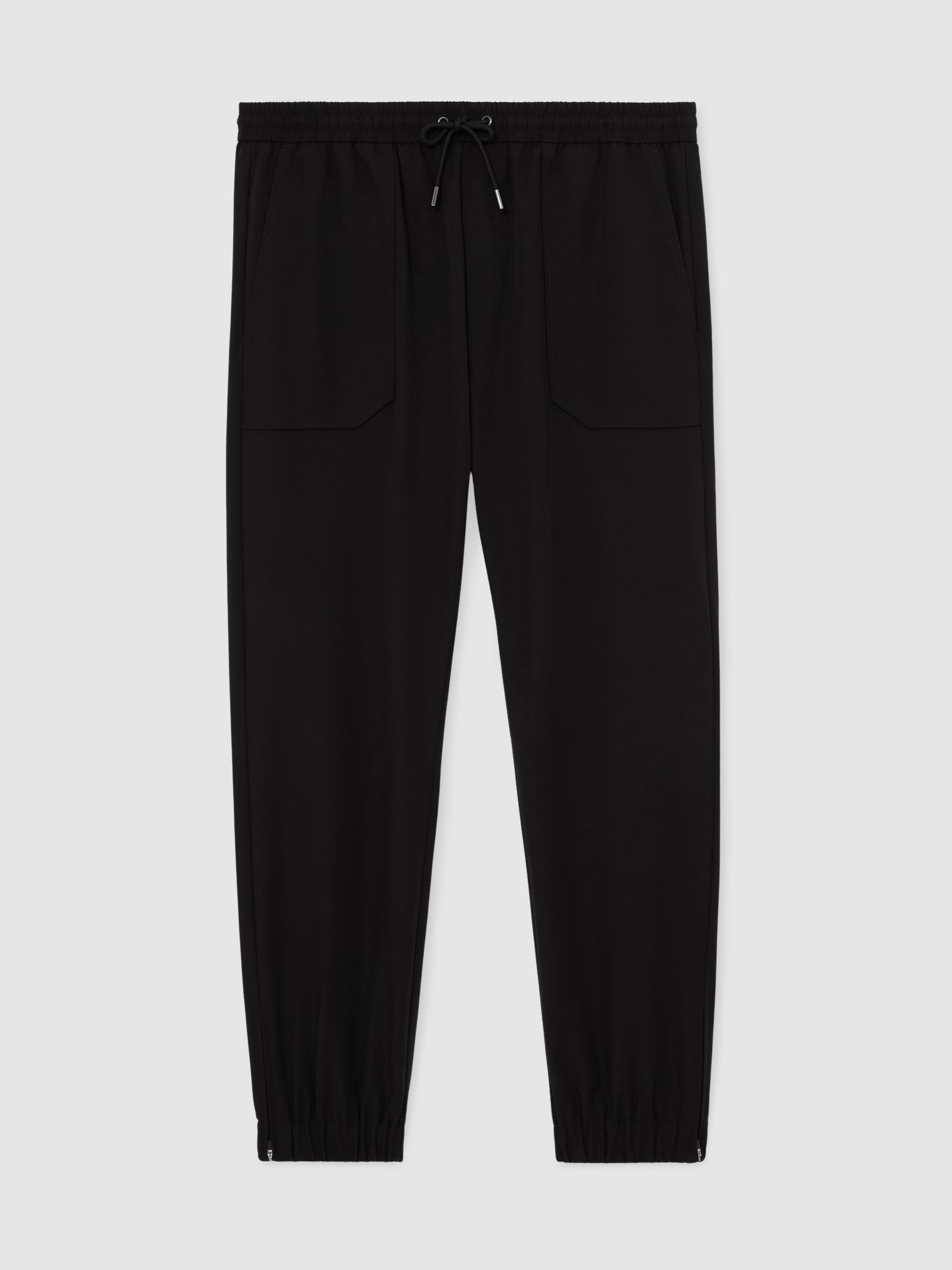 Technical Cuffed Drawstring Trousers in Black - Image 2 of 7