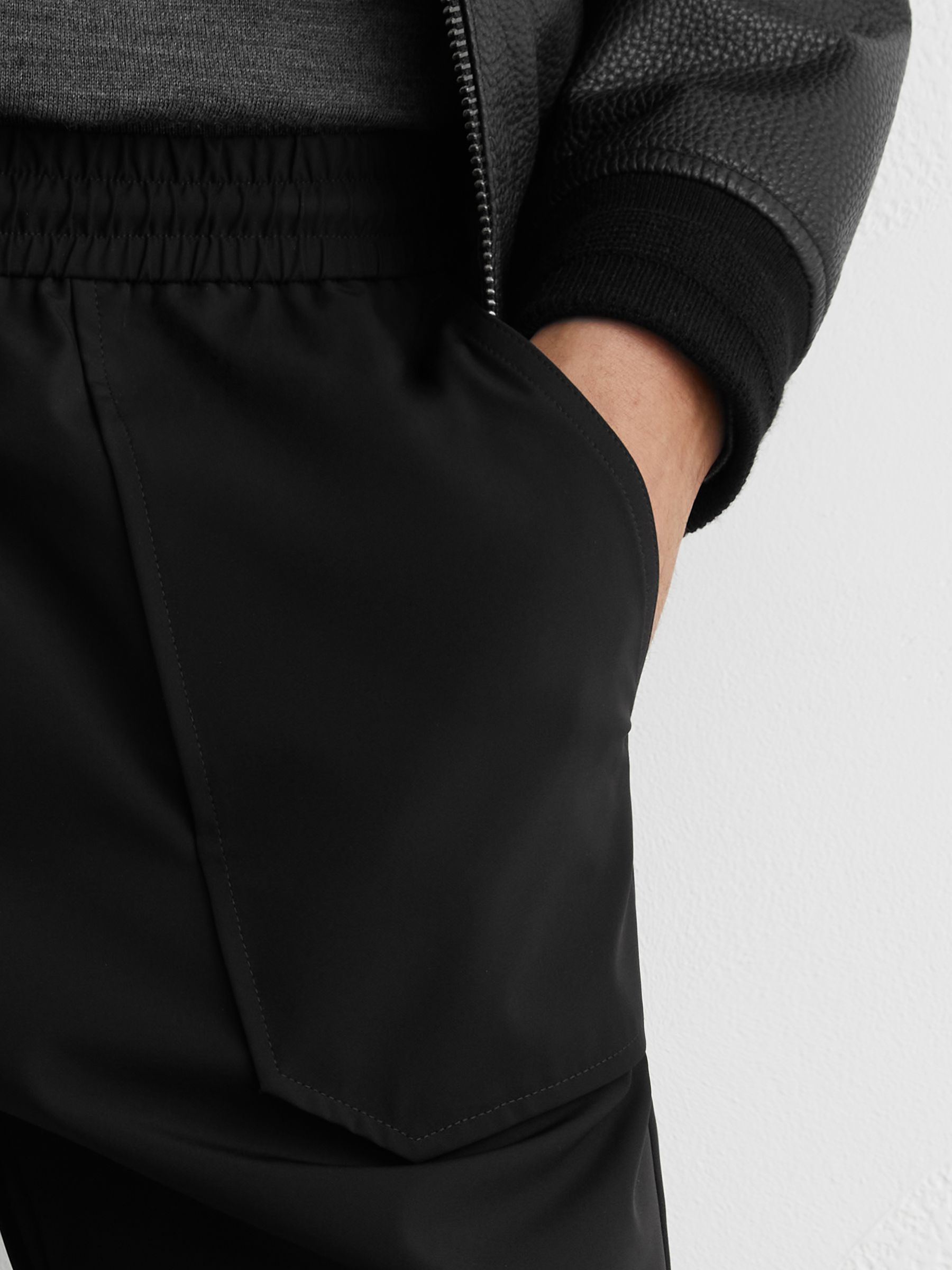 Technical Cuffed Drawstring Trousers in Black - Image 3 of 7