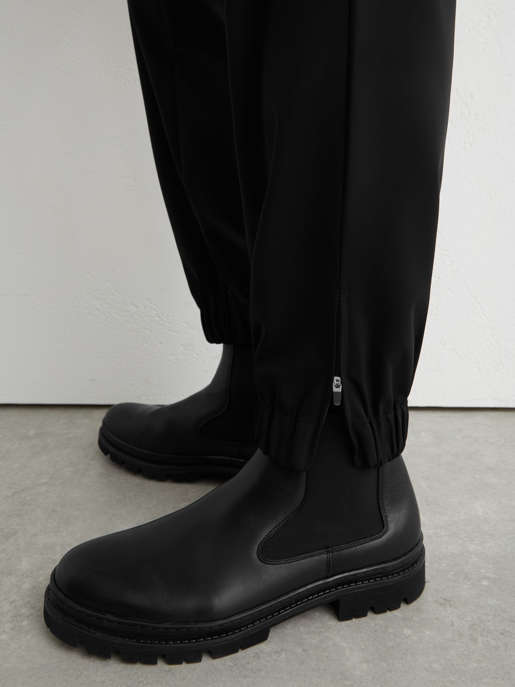 Technical Cuffed Drawstring Trousers in Black - Image 4 of 7