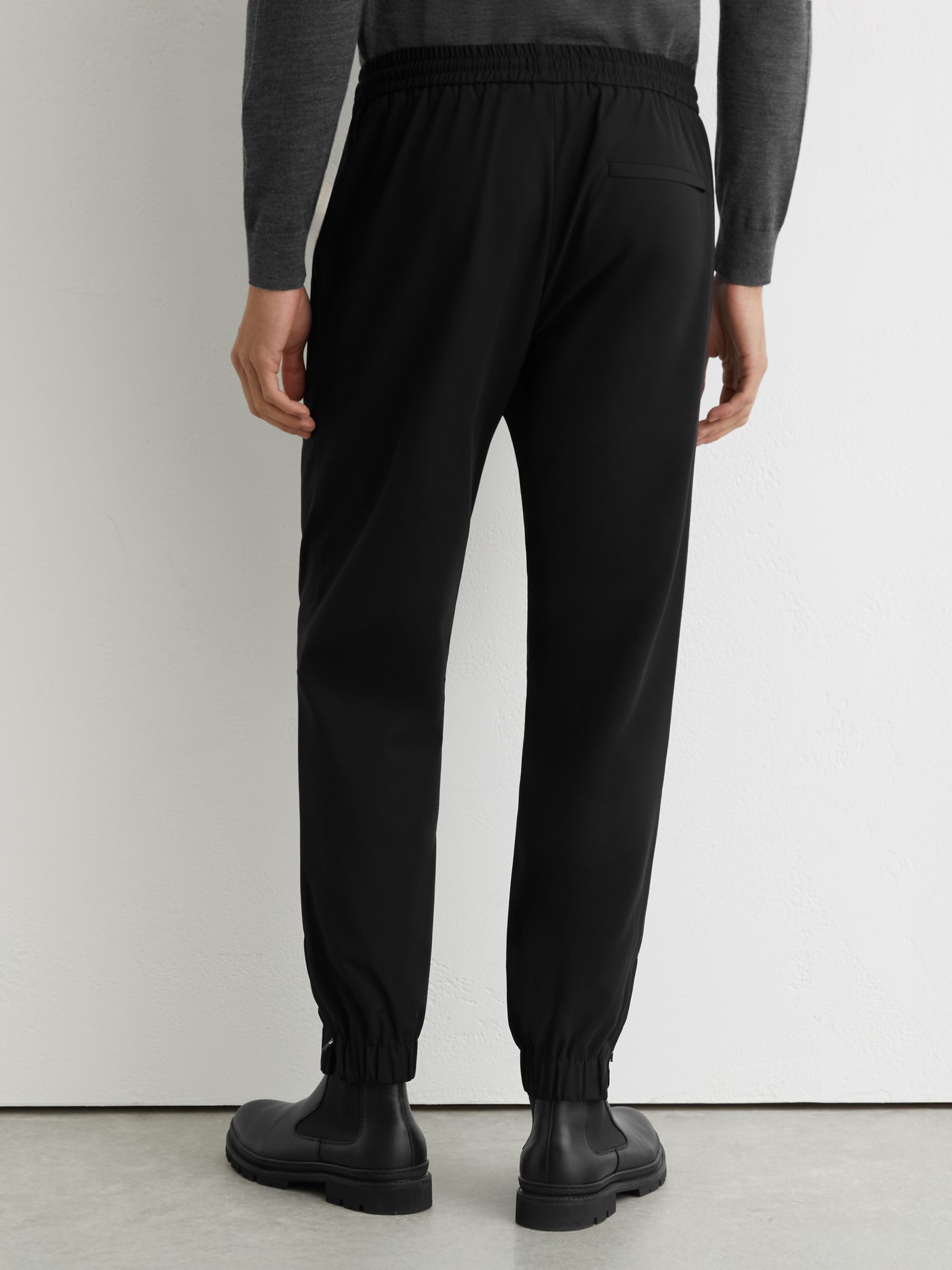 Technical Cuffed Drawstring Trousers in Black - Image 6 of 7