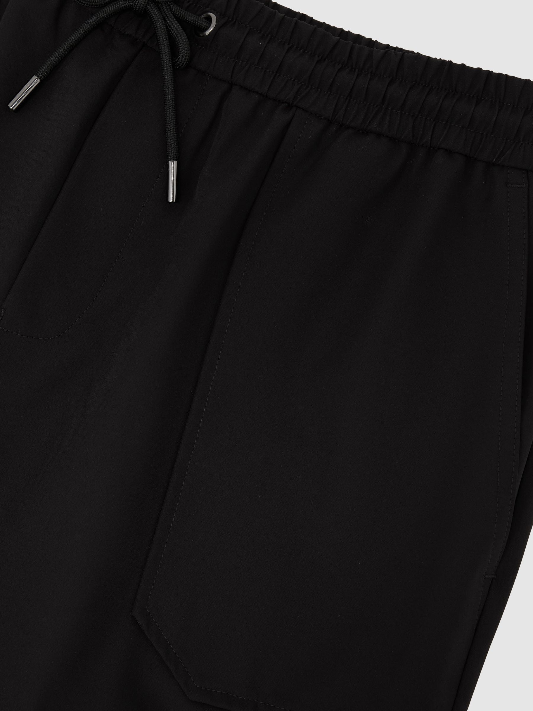 Technical Cuffed Drawstring Trousers in Black - Image 7 of 7
