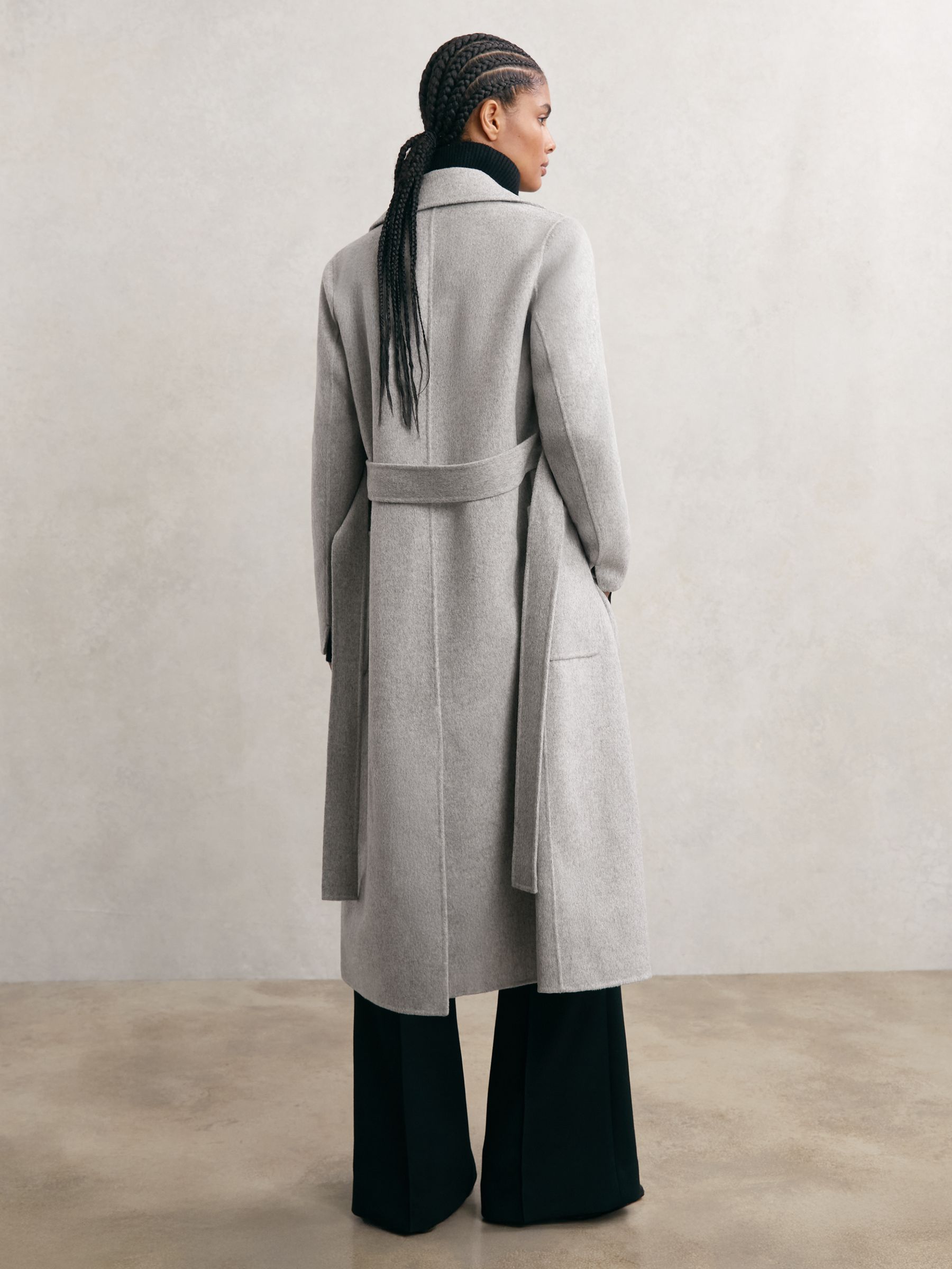 Petite Wool-Blend Double-Breasted Blindseam Coat in Grey - image 4