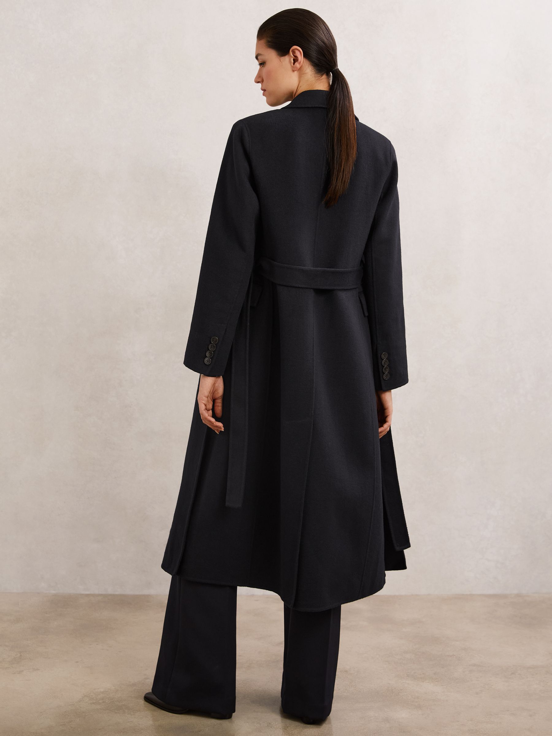 Petite Double-Breasted Blindseam Coat Wool-Blend in Navy - Image 4 of 7