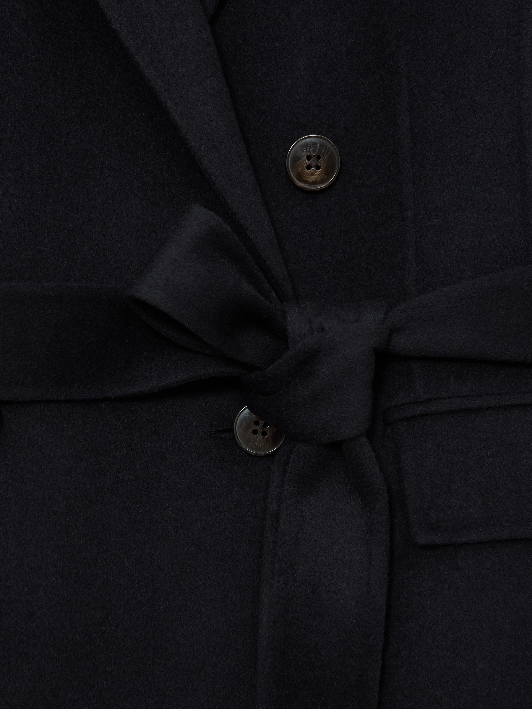 Petite Double-Breasted Blindseam Coat Wool-Blend in Navy - Image 6 of 7