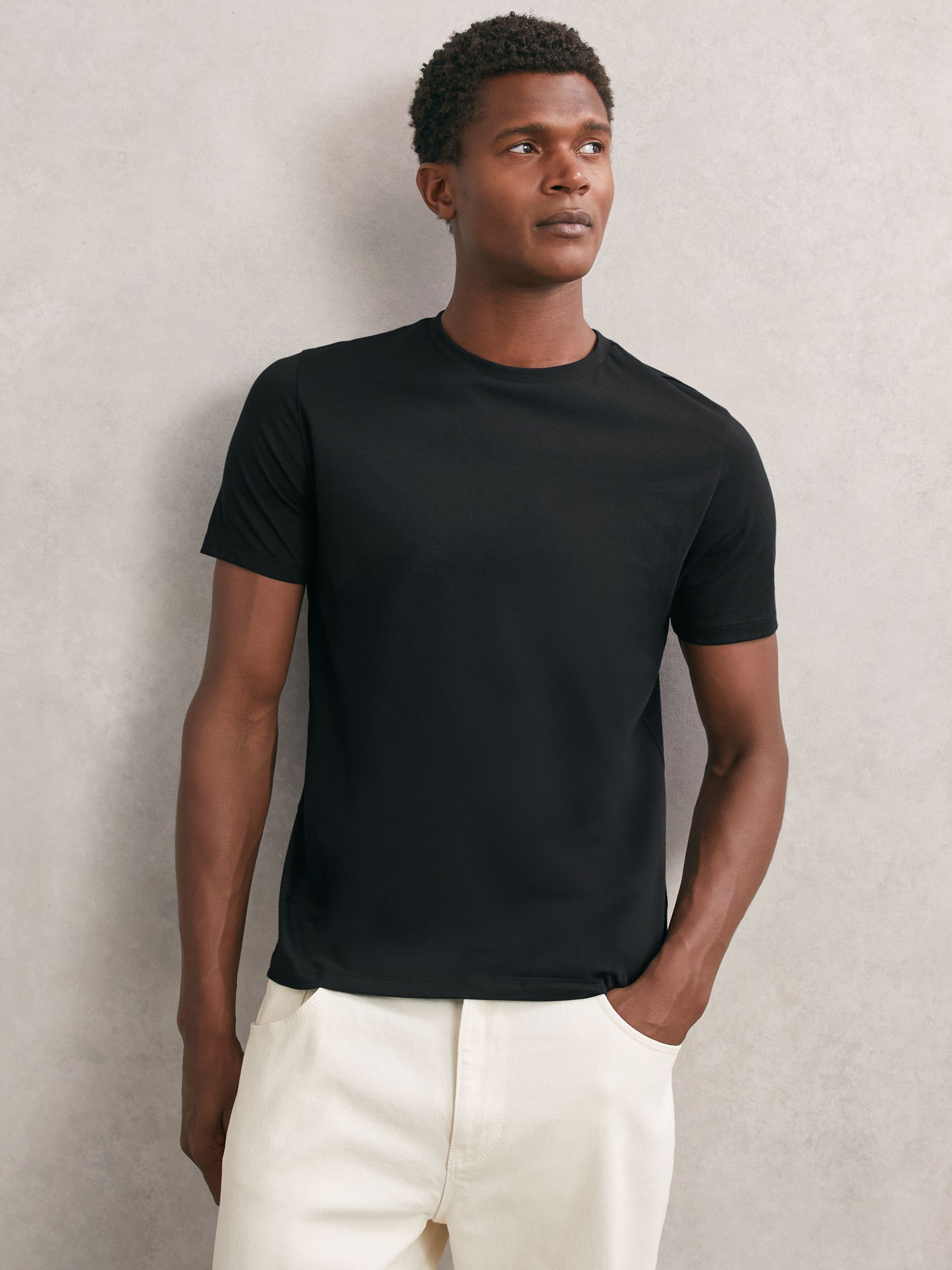 Cotton Crew-Neck Tailored-Fit T-Shirts 3-Pack in Black - image 2