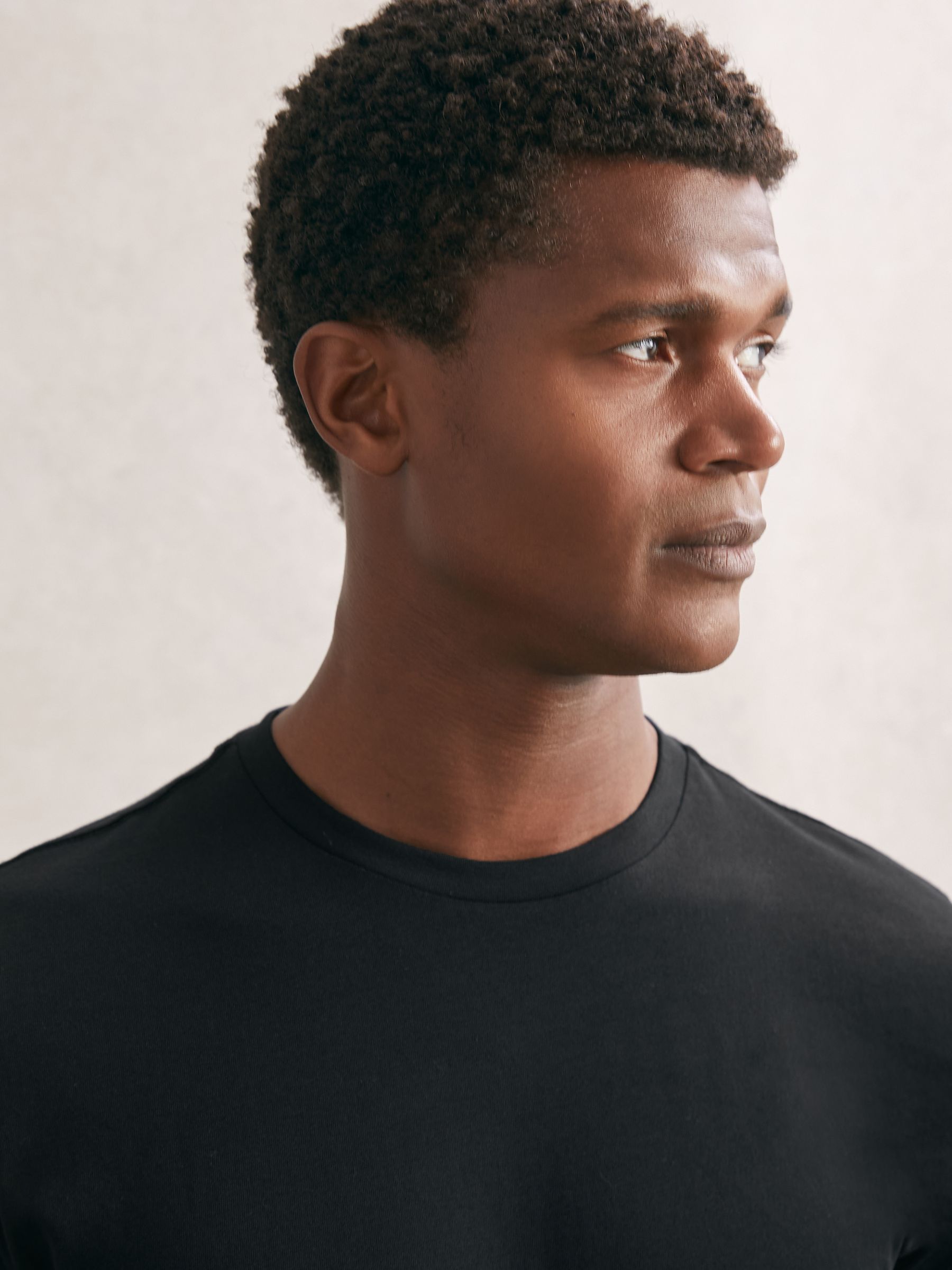 Cotton Crew-Neck T-shirts 3 Pack in Black - Image 3 of 5