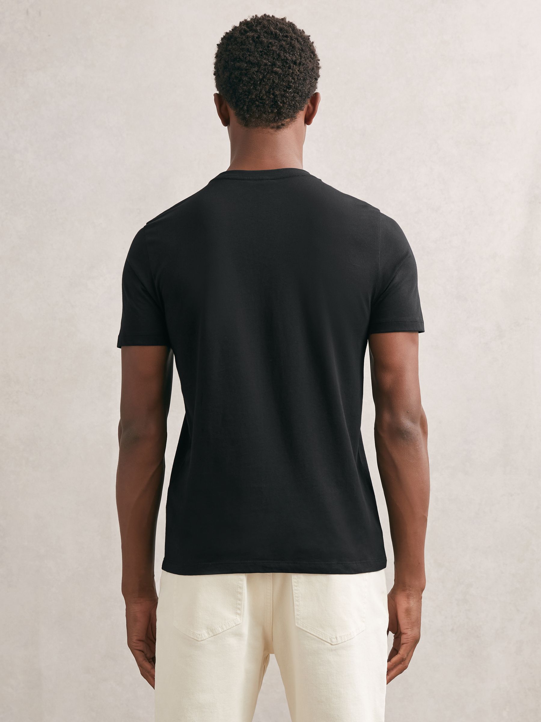 Cotton Crew-Neck Tailored-Fit T-Shirts 3-Pack in Black - image 4
