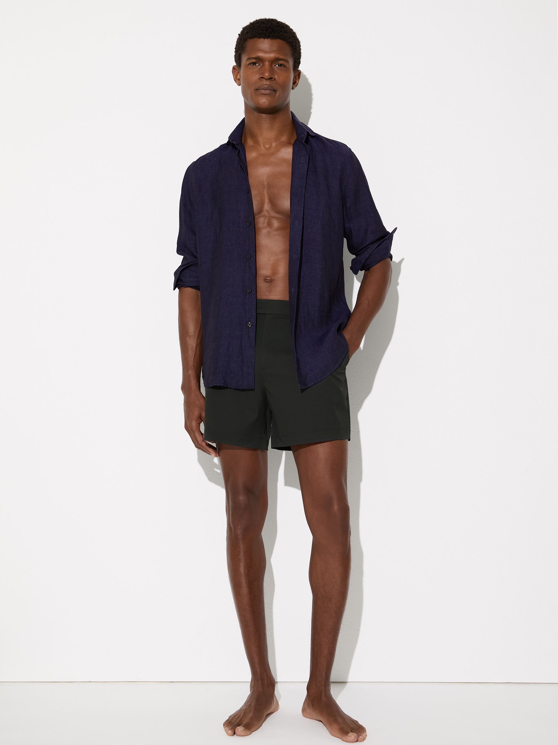 Side-Adjuster Swim Shorts in Bottle Green - Image 1 of 6