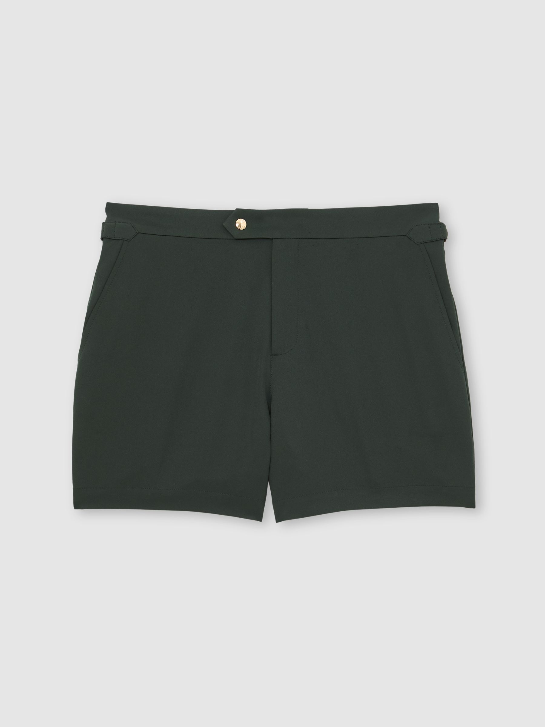 Side-Adjuster Swim Shorts in Bottle Green - Image 2 of 6