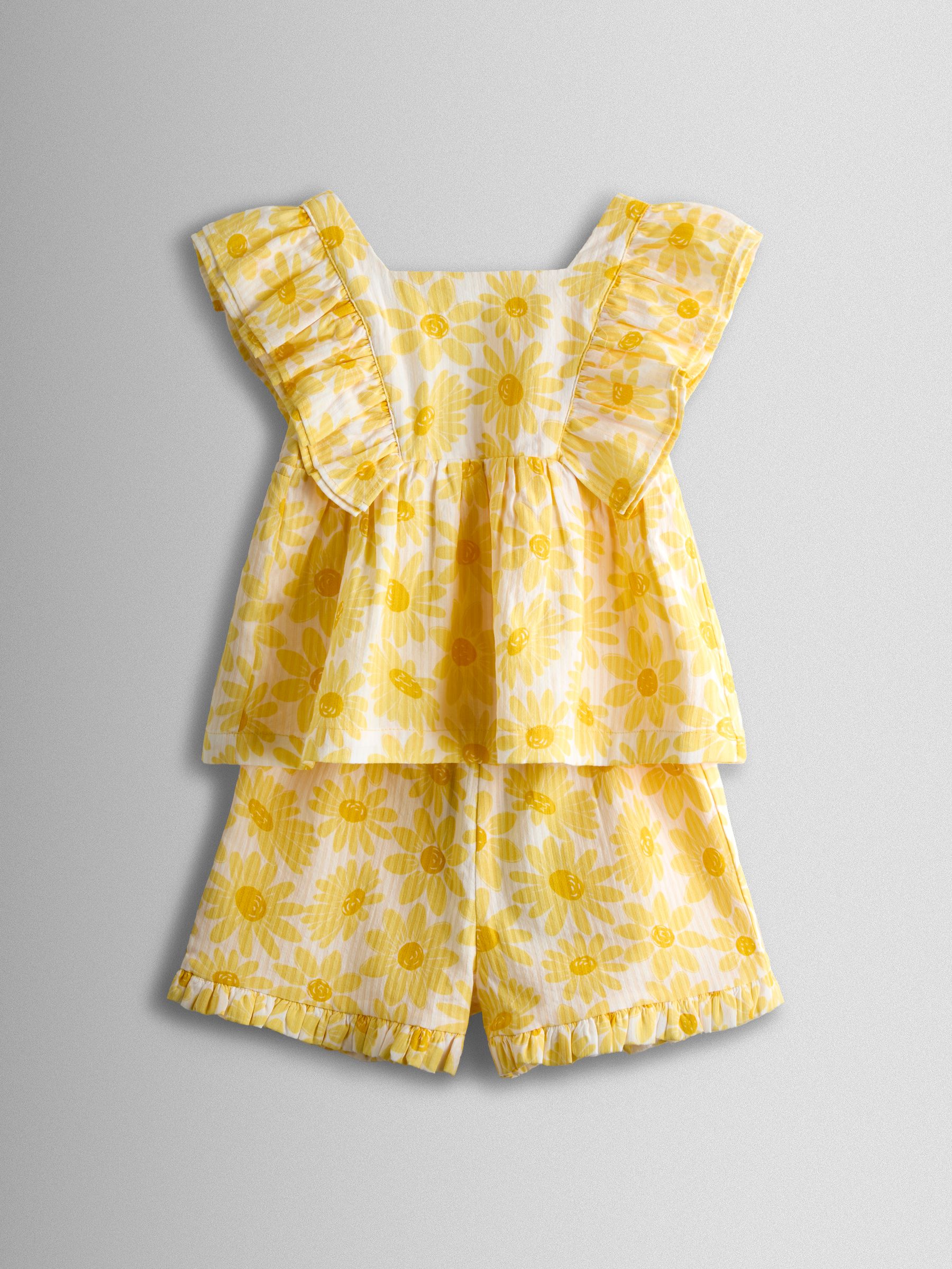 Yellow Daisy Square Neck Top & Short Set - Image 1 of 7 Yellow Daisy Square Neck Top & Short Set - Image 1 of 7