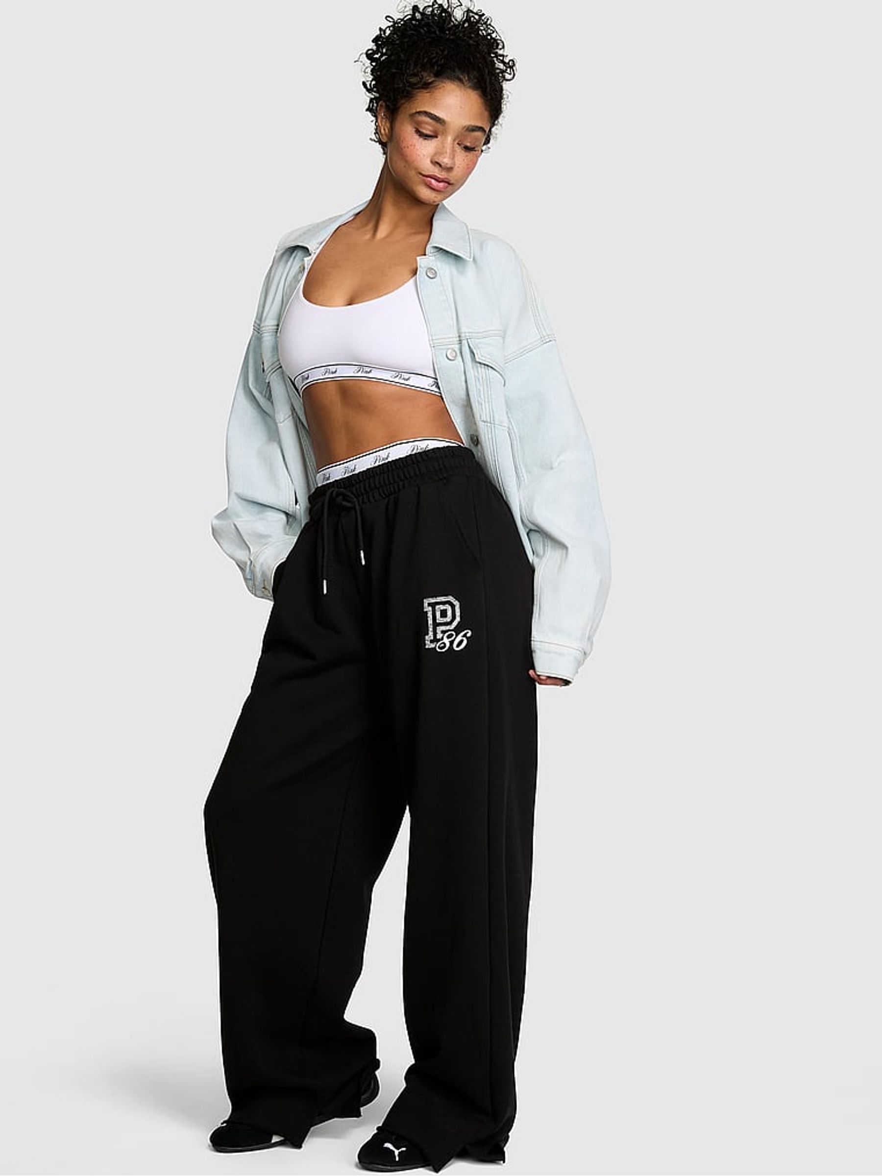 Black Logo Print Fleece Joggers - Image 1 of 2