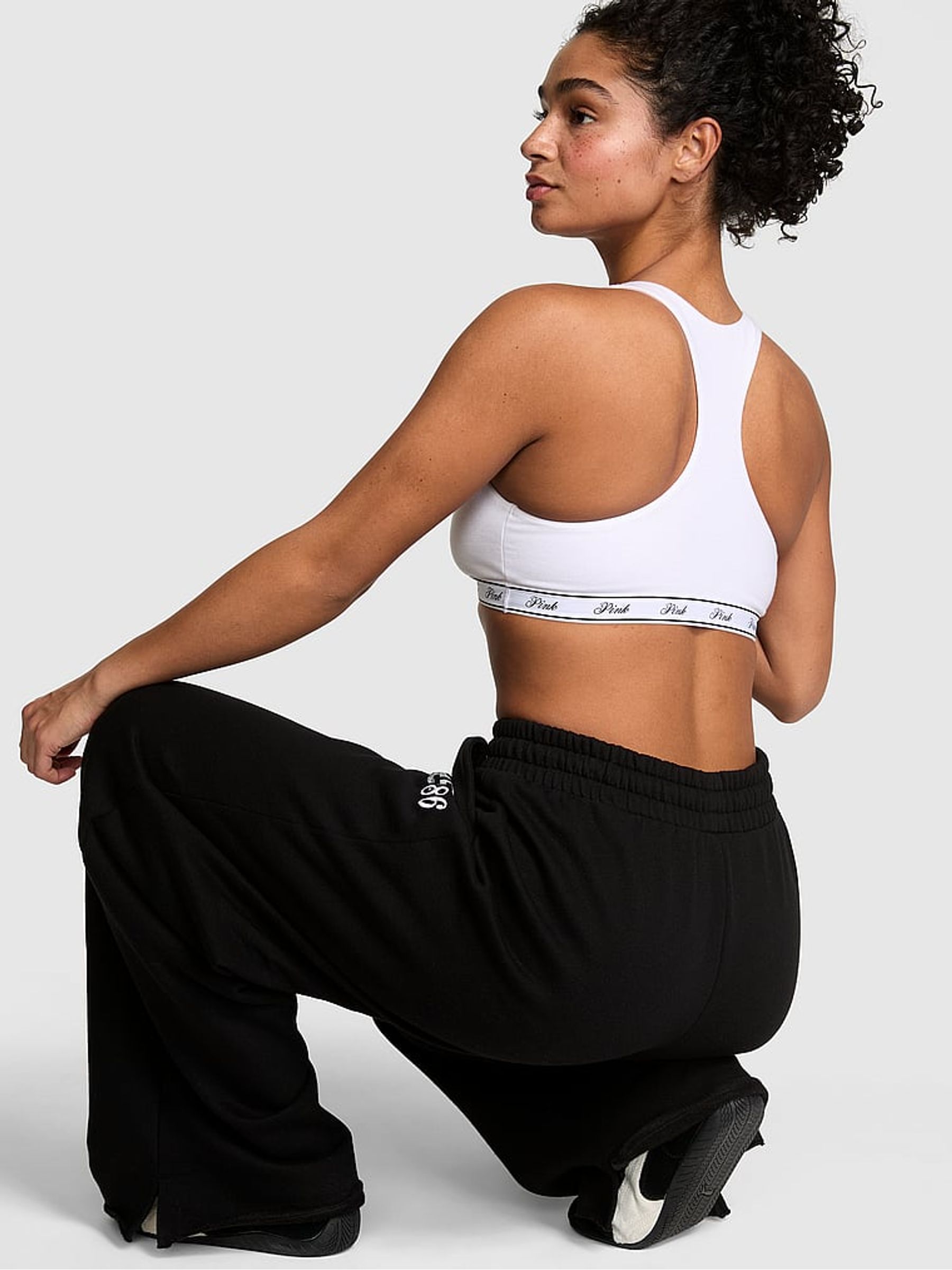 Black Logo Print Fleece Joggers - Image 2 of 2