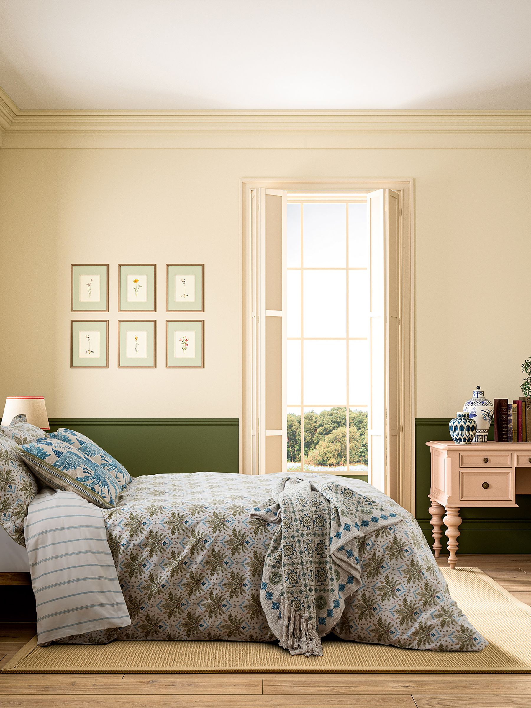 Cream Multi Palm Geo Duvet Cover and Pillowcase Set - Image 2 of 5