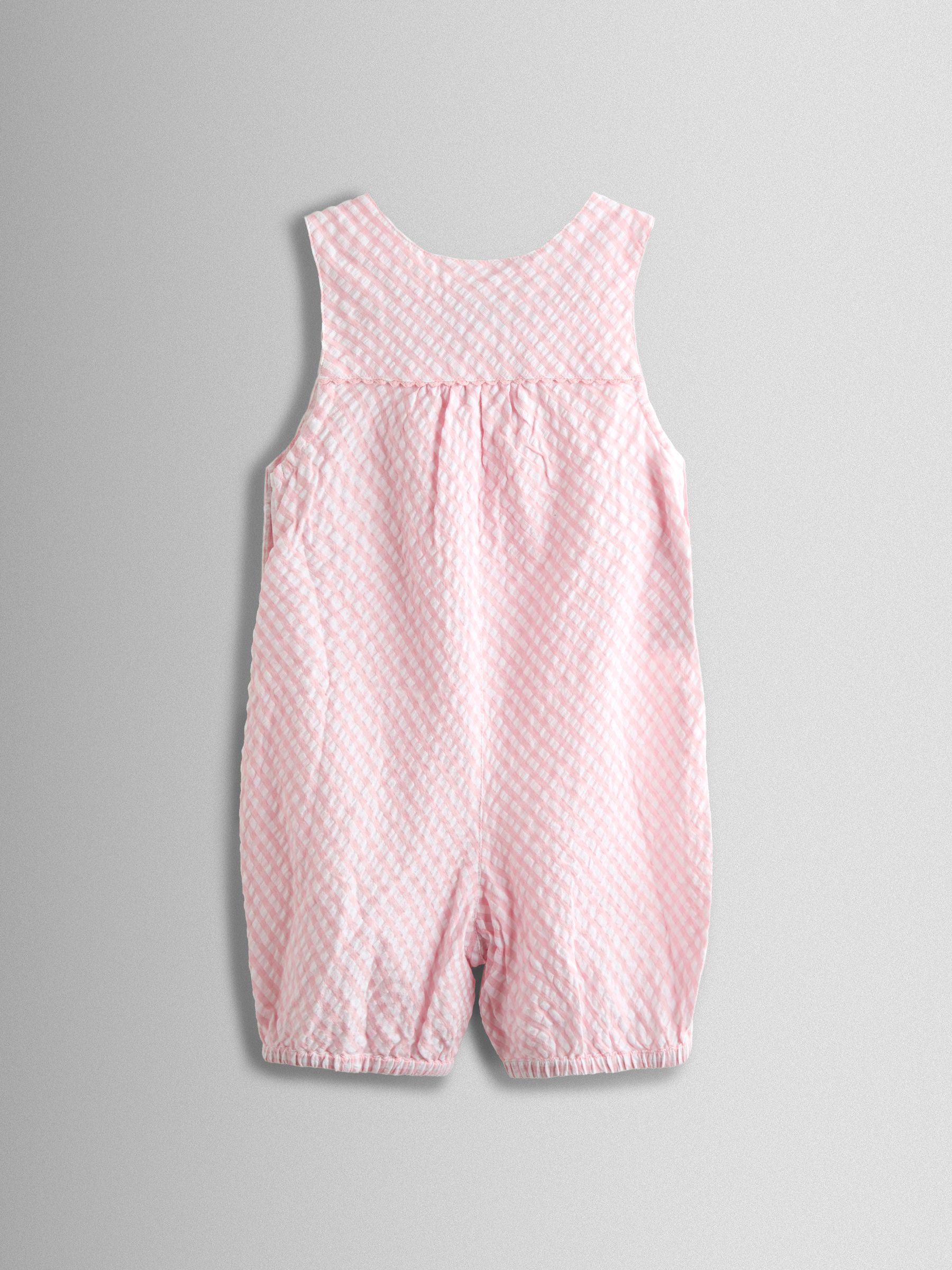 Pink Bunny Embroidered Gingham Dungaree - Image 2 of 4