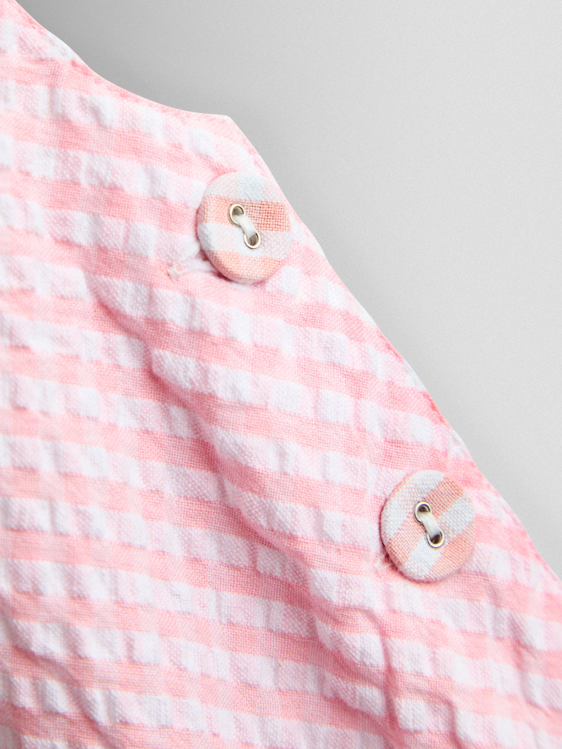 Pink Bunny Embroidered Gingham Dungaree - Image 4 of 4