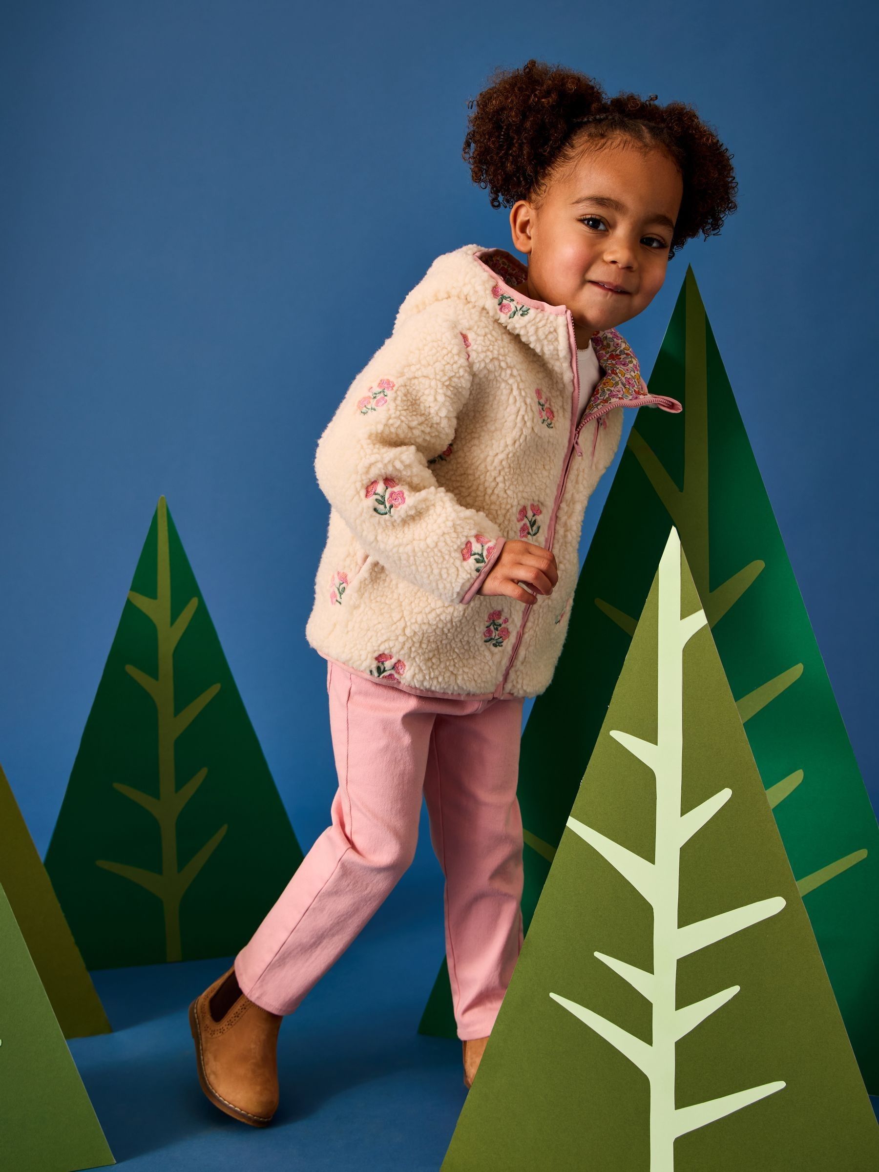 Mid Pink Floral Embroidered Twill Trousers - Image 2 of 3 Mid Pink Floral Embroidered Twill Trousers - Image 2 of 3