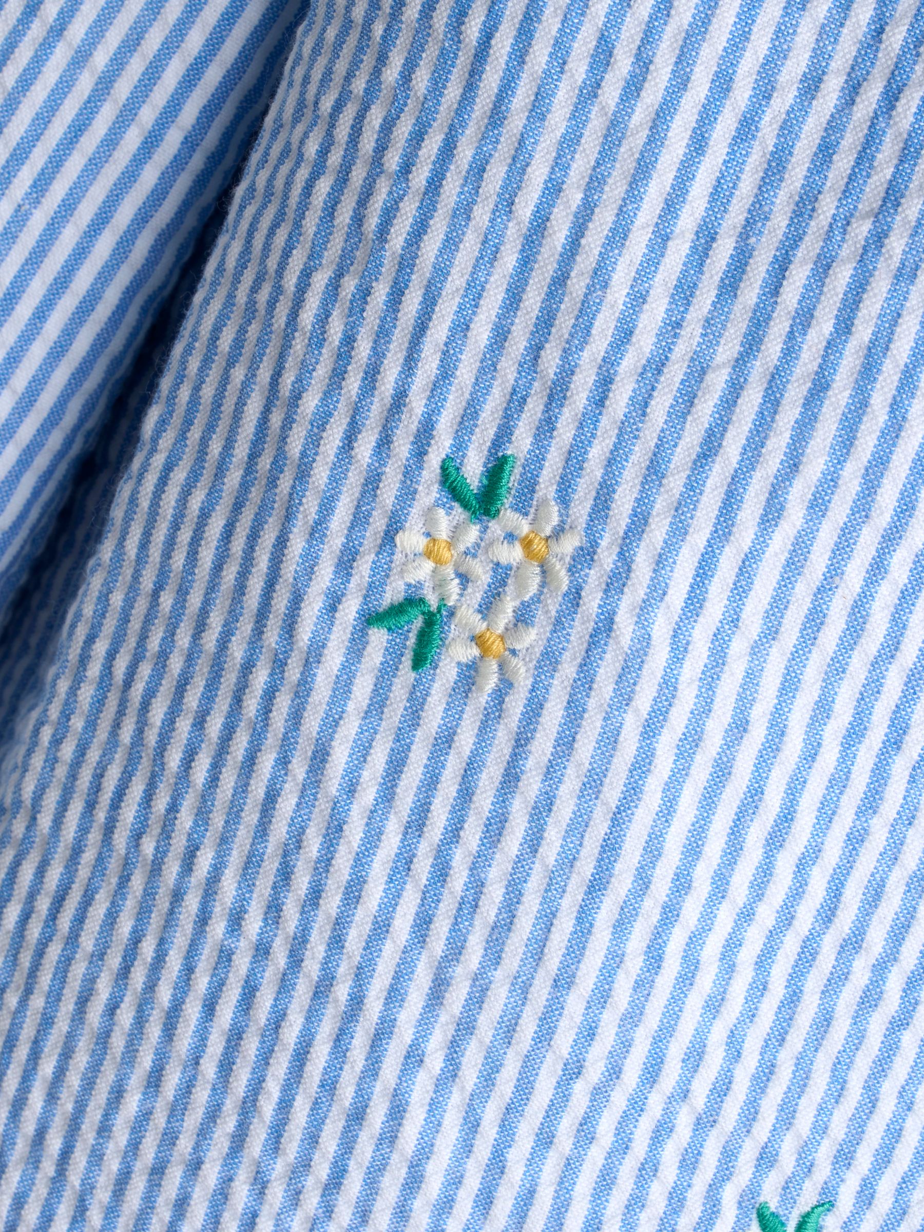 Blue Stripe Daisy Embroidered Seersucker Trousers - Image 5 of 5