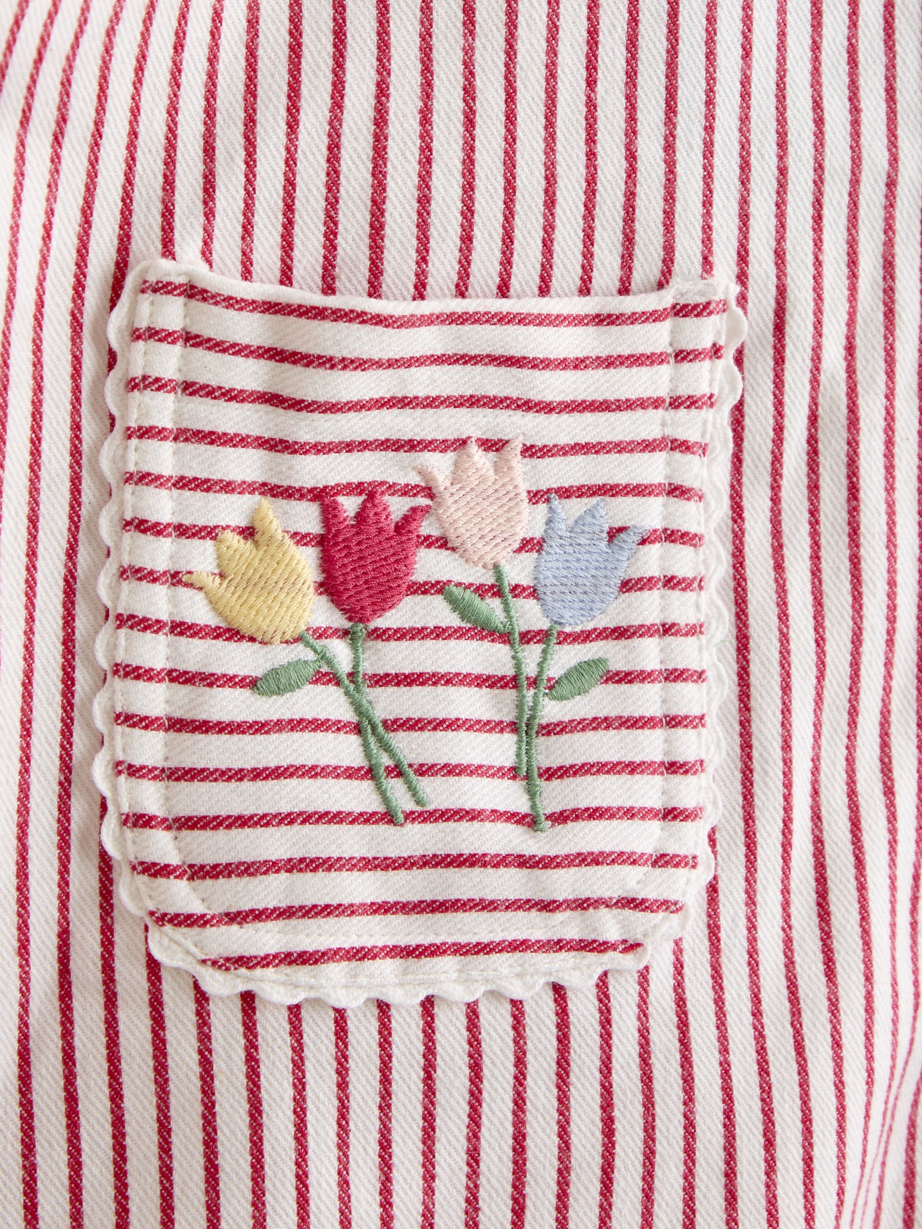 Red Floral Embroidered Stripe Dungaree - Image 3 of 3 Red Floral Embroidered Stripe Dungaree - Image 3 of 3
