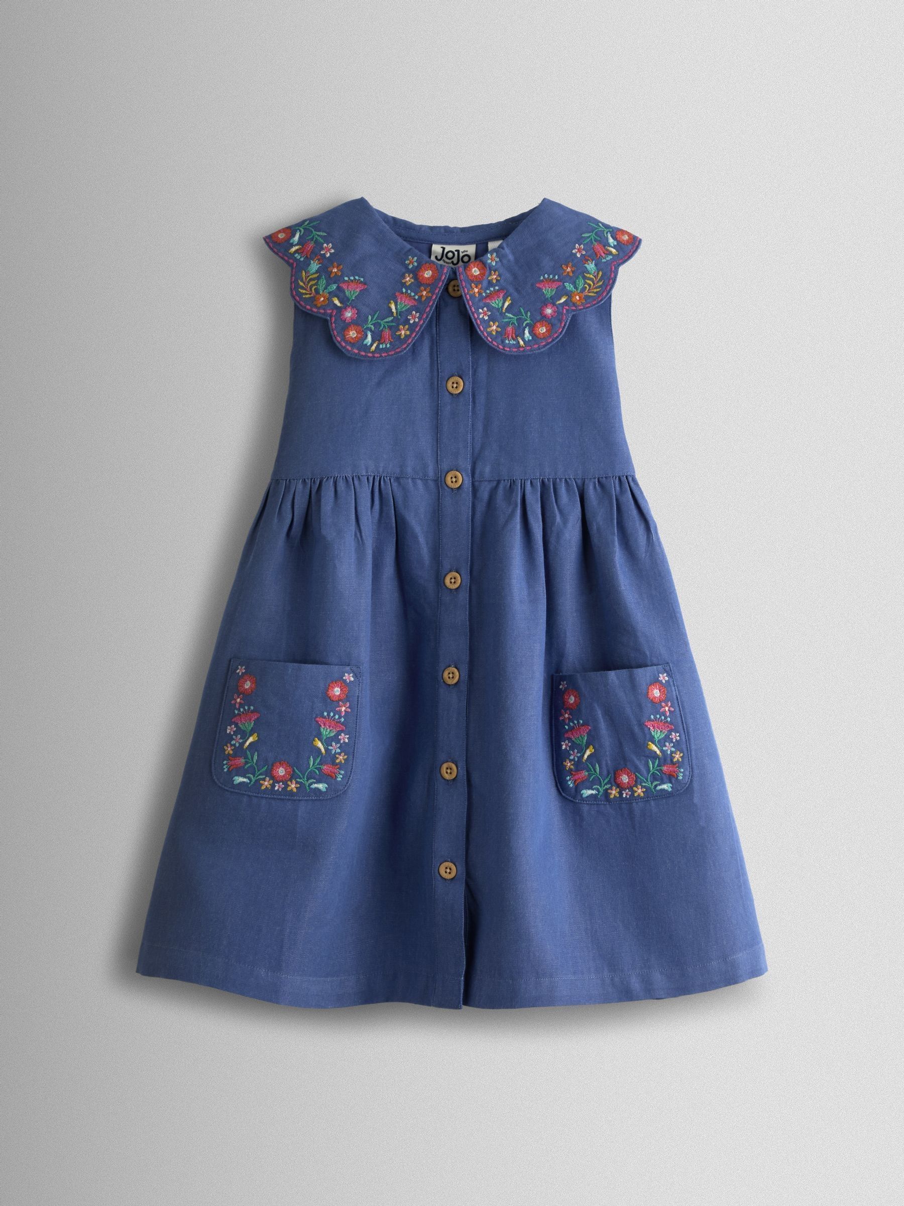 Blue Collared Sleeveless Button Through Dress - Image 1 of 3