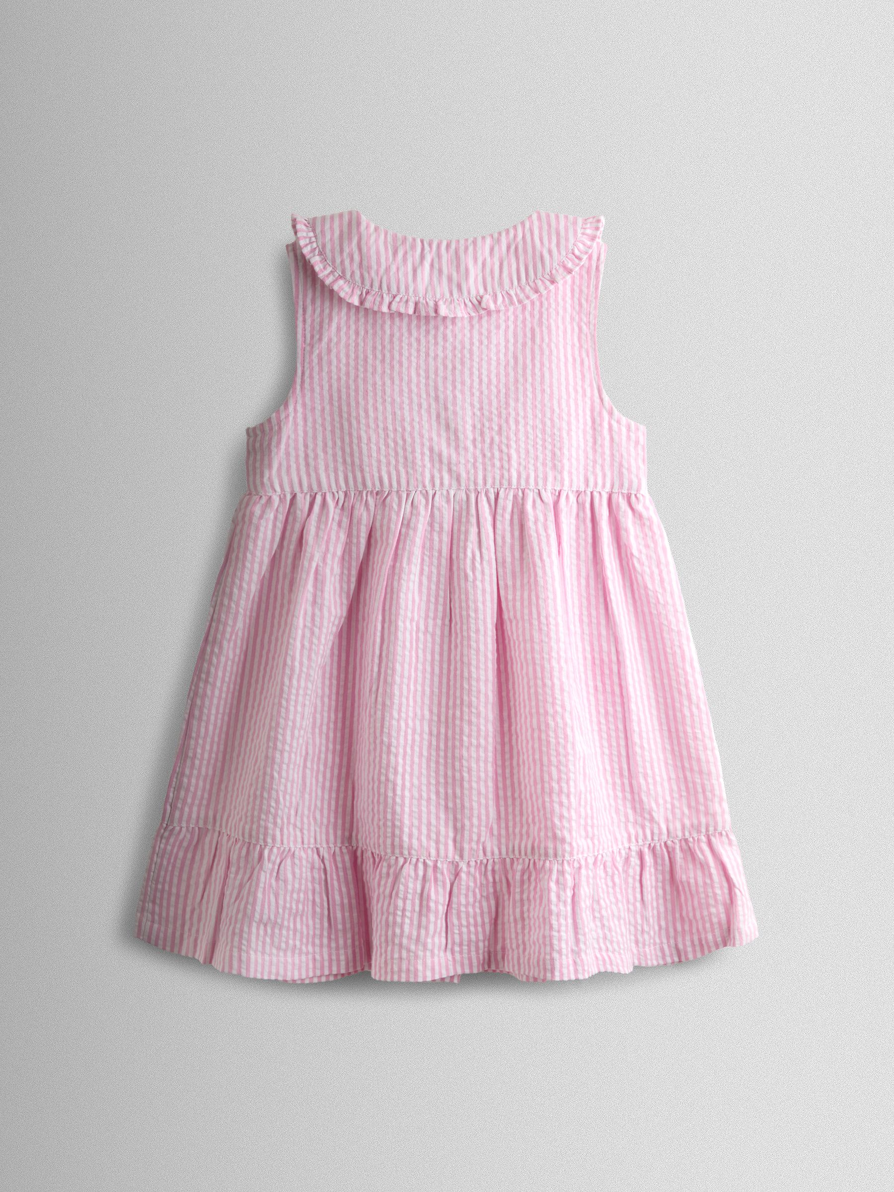 Pink Collared Sleeveless Button Through Dress - Image 2 of 4 Pink Collared Sleeveless Button Through Dress - Image 2 of 4