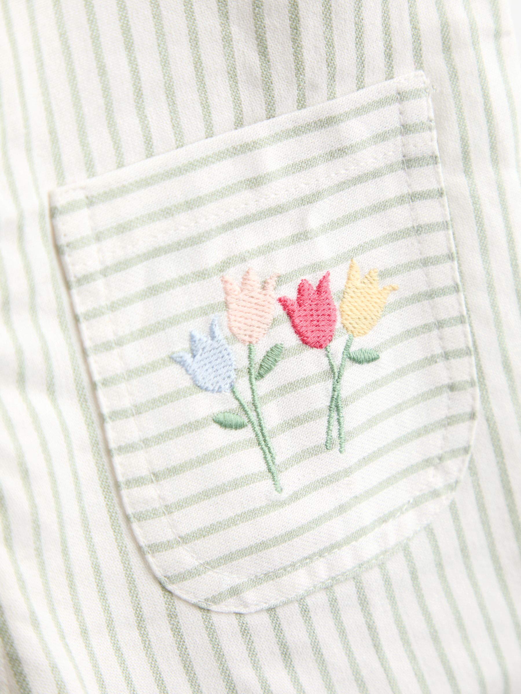 Green Floral Embroidered Stripe Dungaree - Image 3 of 4