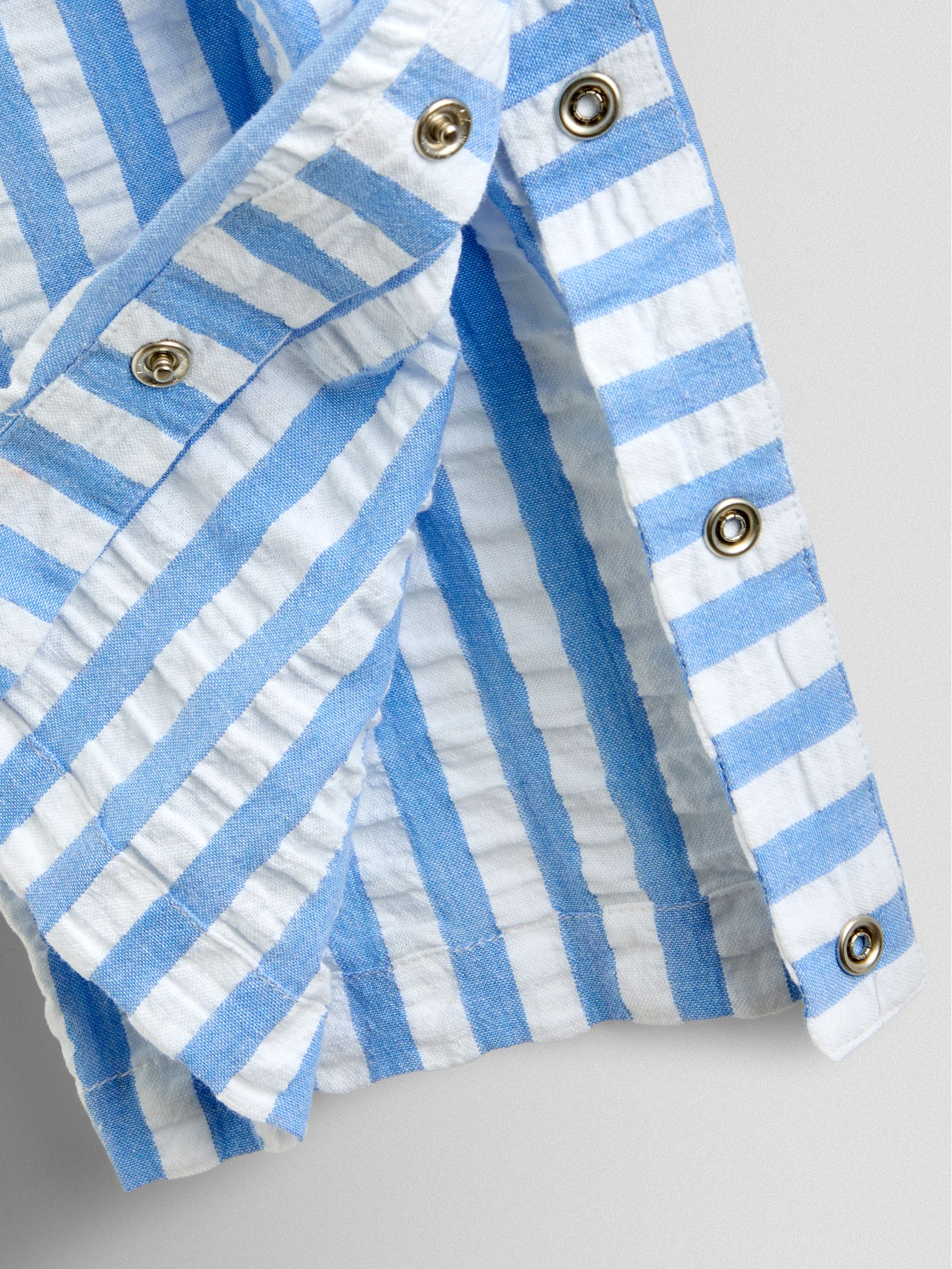 Blue Stripe Daisy Smocked Bodice Strappy Jumpsuit - Image 4 of 4