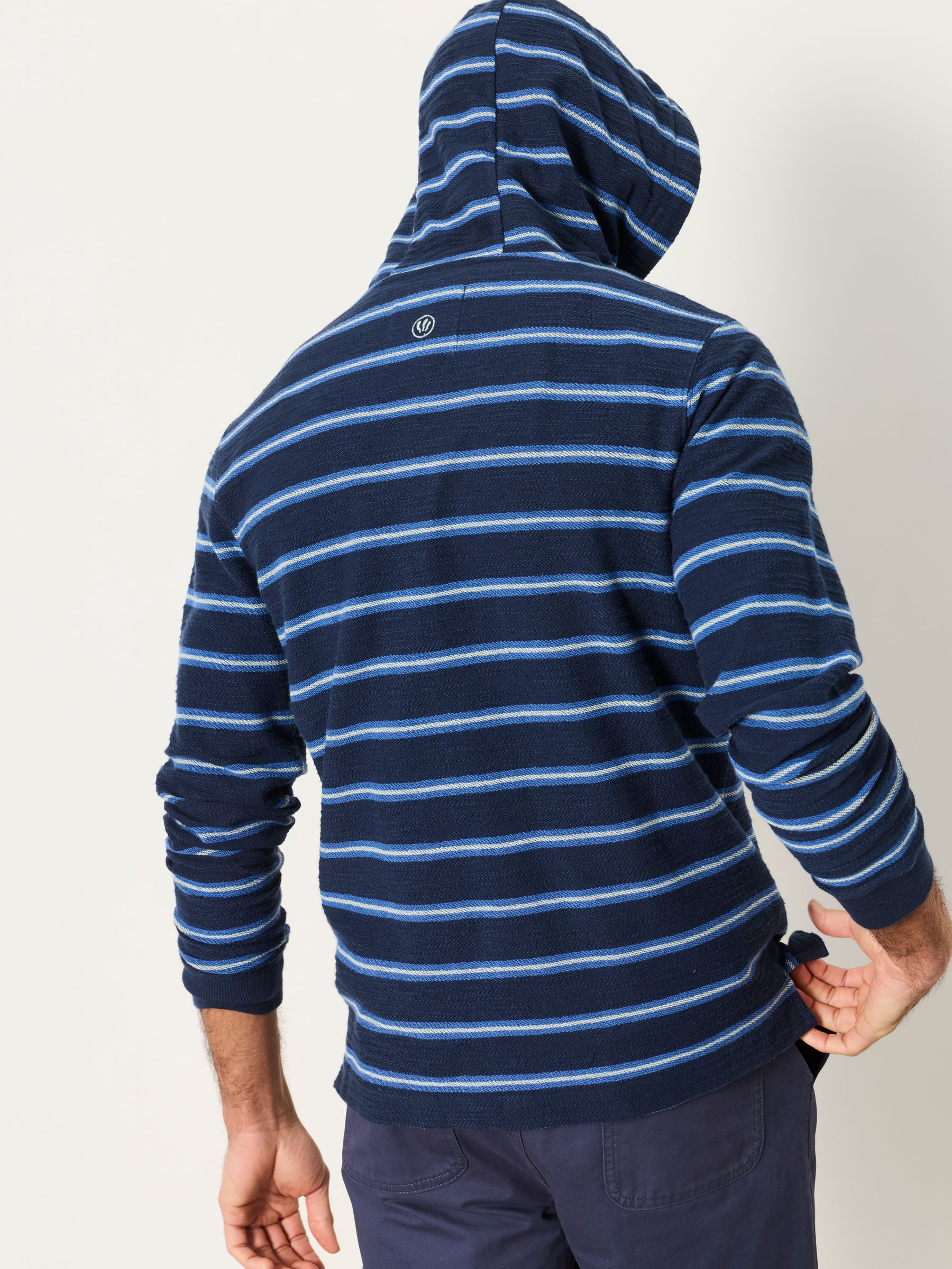 Trescowe Navy Stripe Zip Through Hoodie | FatFace USA