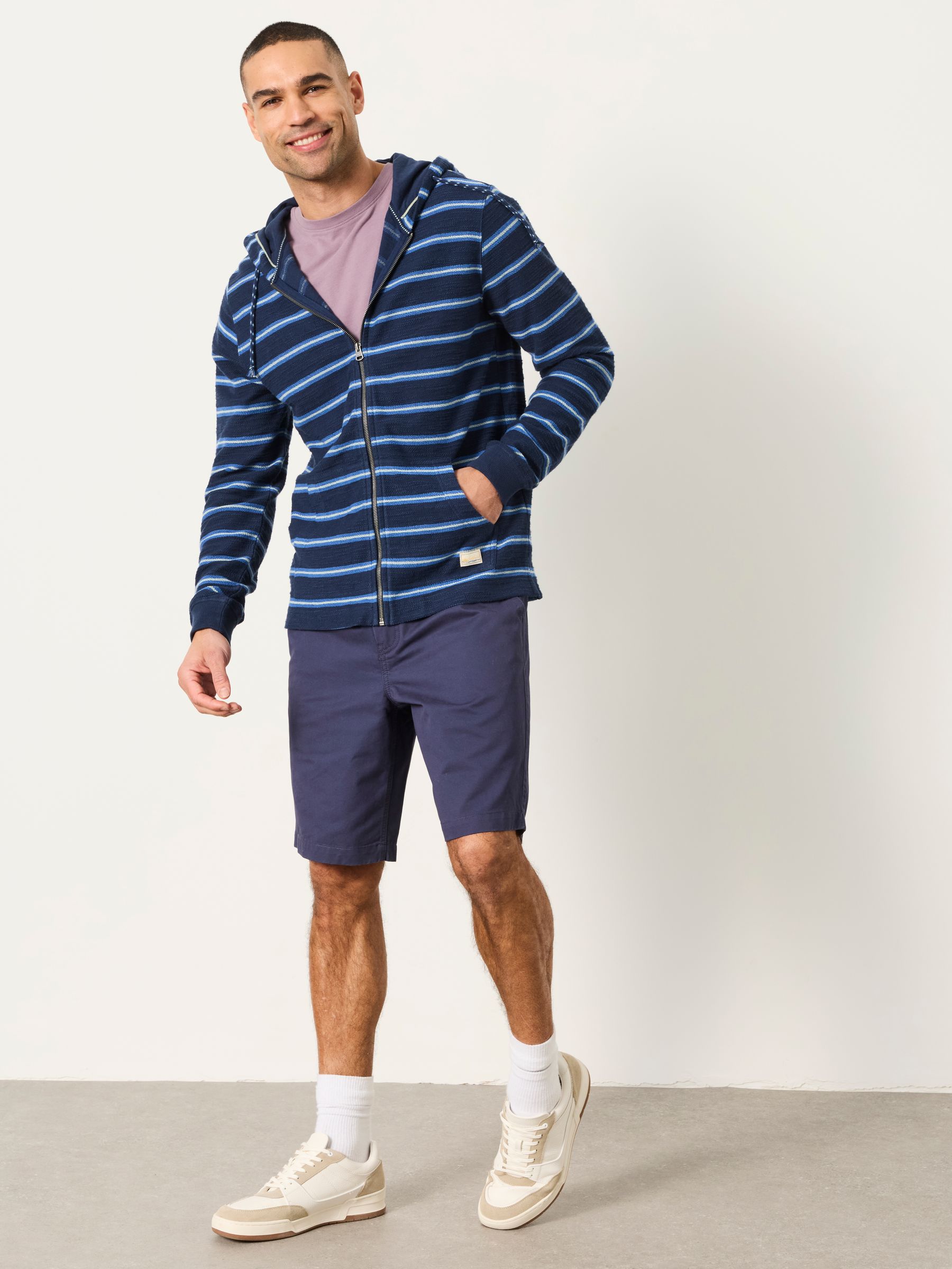 Trescowe Navy Stripe Zip Through Hoodie - Image 3 of 6