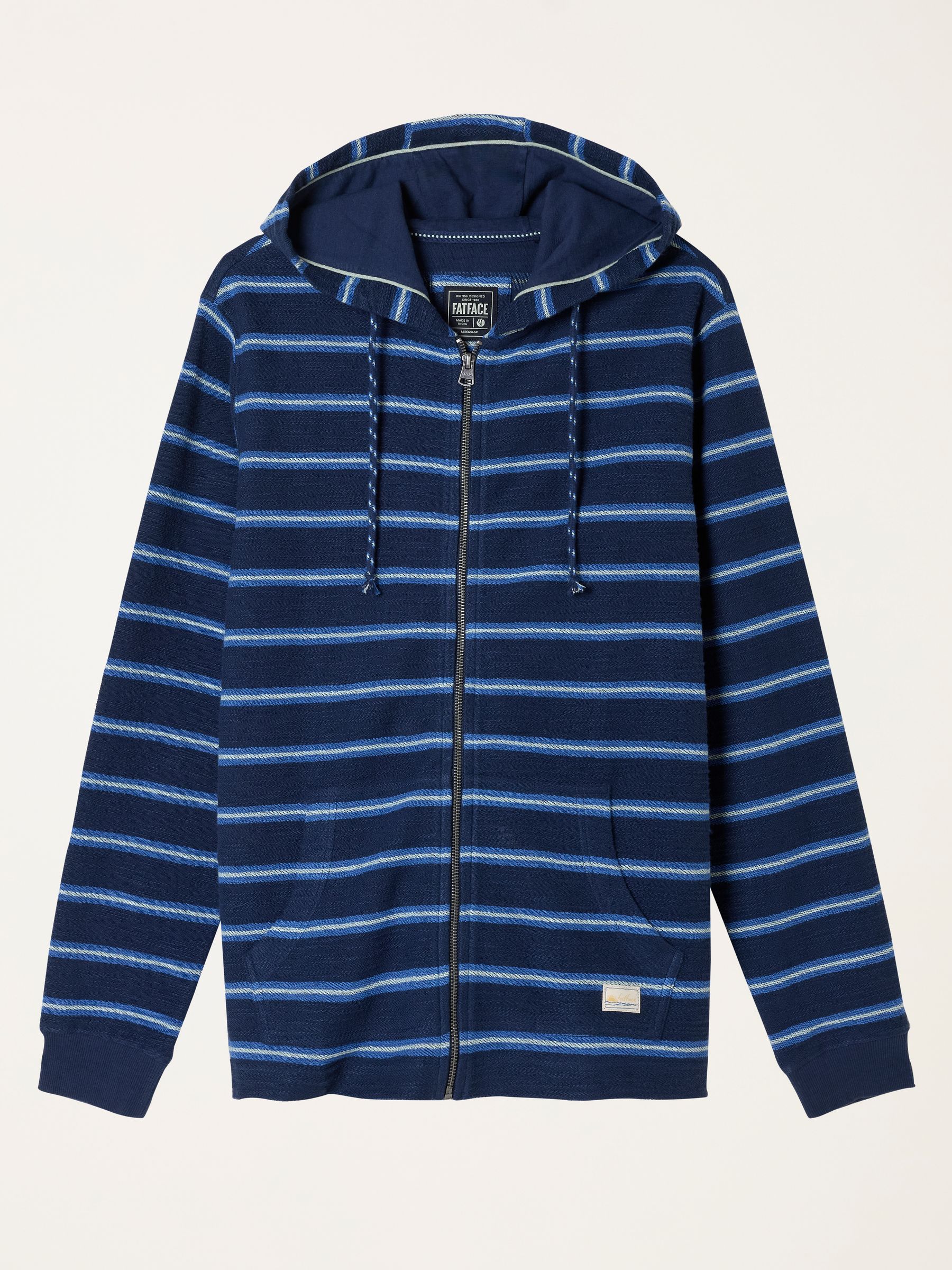 Trescowe Navy Stripe Zip Through Hoodie | FatFace USA