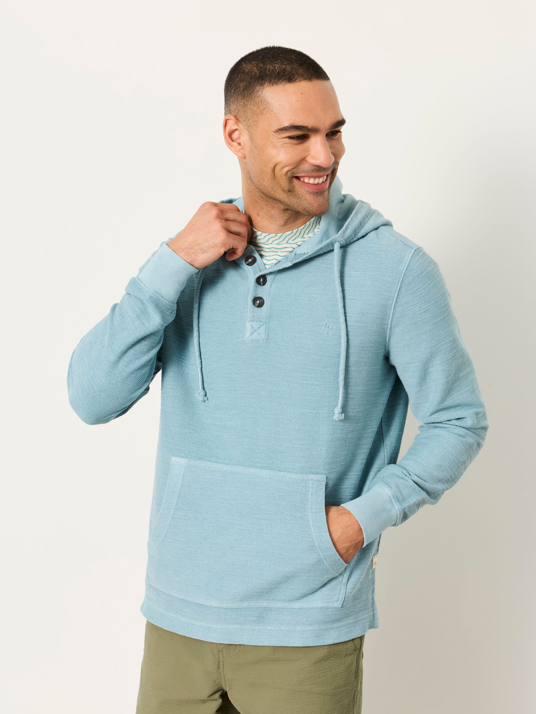 Chambray Blue Beach Half Neck Hoodie - Image 1 of 6
