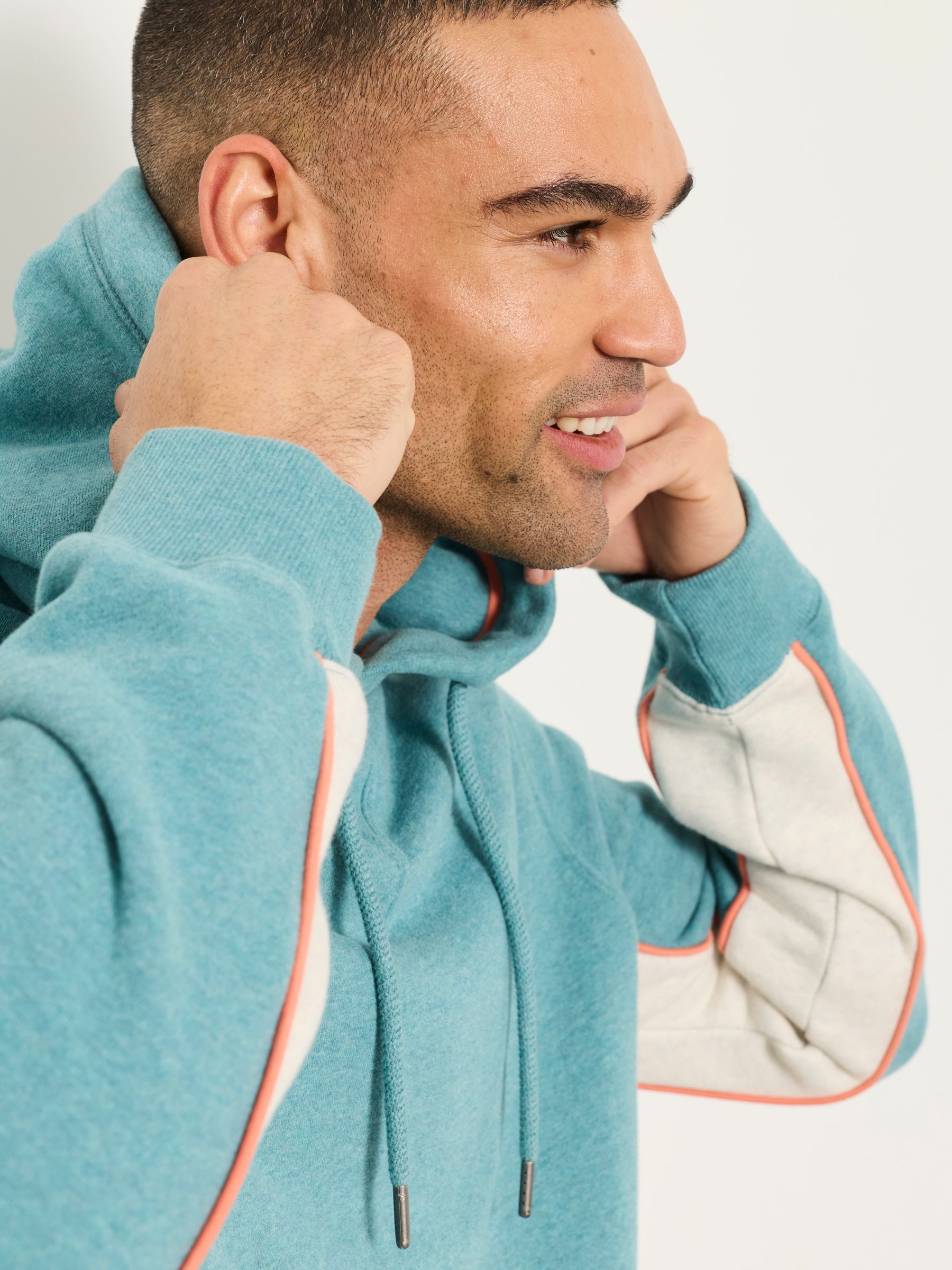 Brooke Teal Blue Colourblock Hoodie - Image 4 of 5