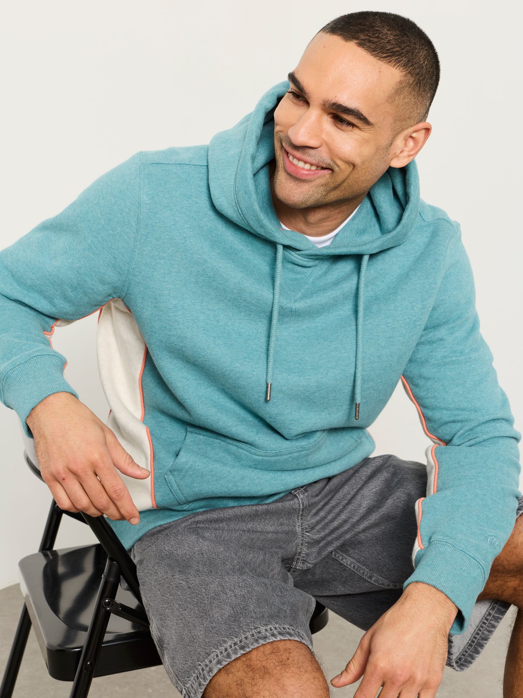 Brooke Teal Blue Colourblock Hoodie - Image 5 of 5