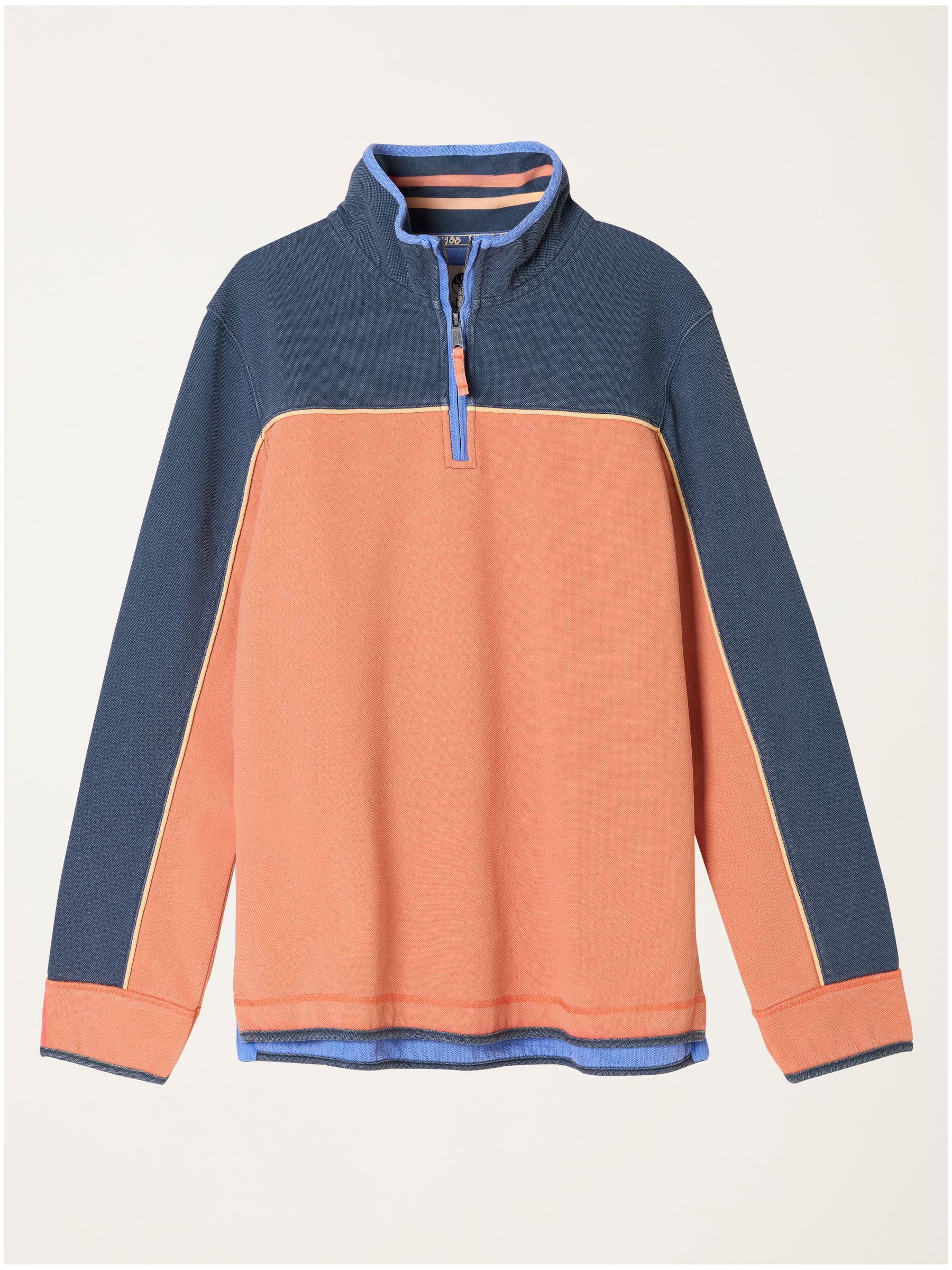 Airlie Coral Pink Stripe Quarter Neck Sweat Top - Image 6 of 6 Airlie Coral Pink Stripe Quarter Neck Sweat Top - Image 6 of 6