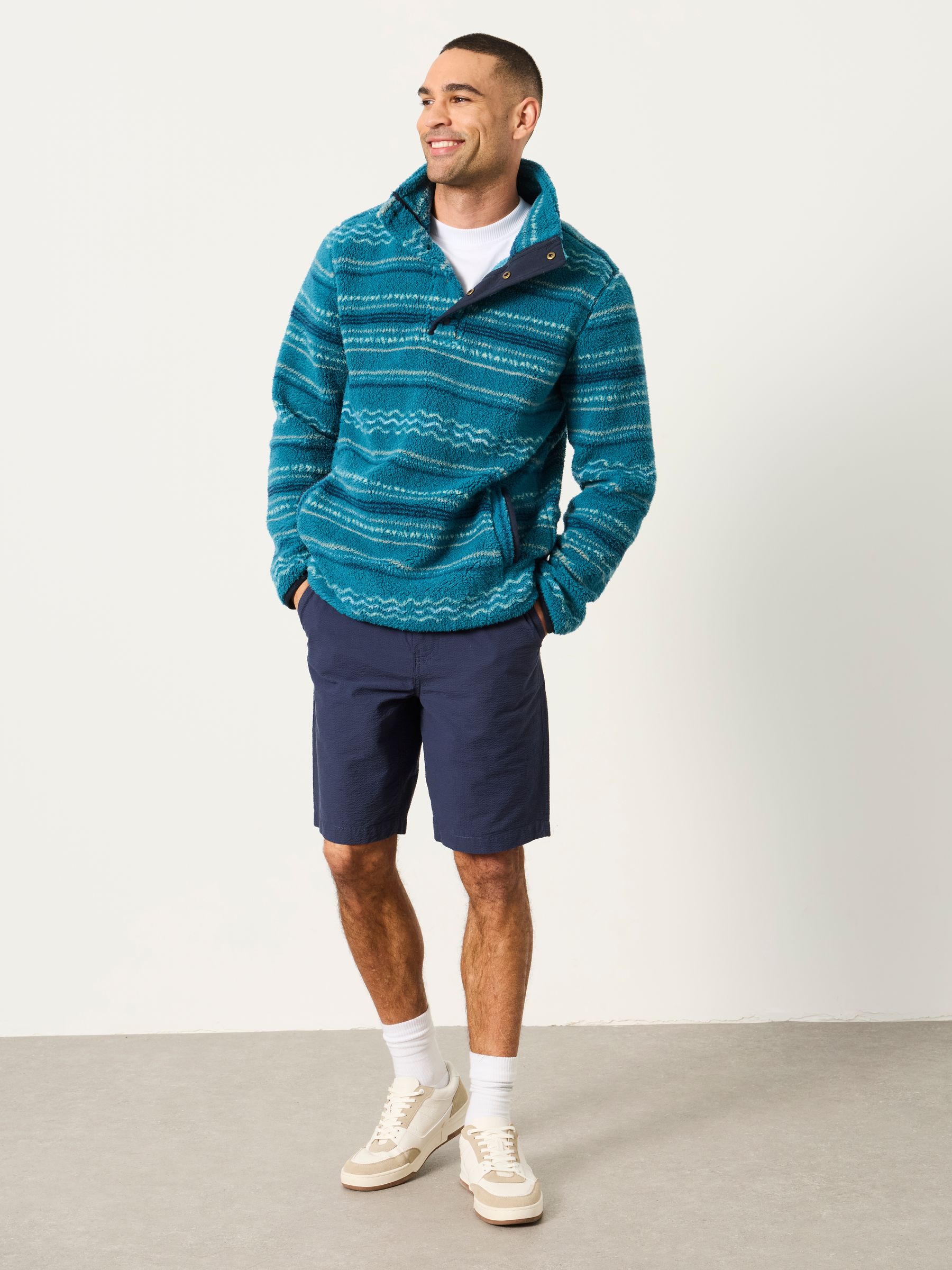 Light Teal Printed Quarter Neck Fleece - Image 2 of 6 Light Teal Printed Quarter Neck Fleece - Image 2 of 6