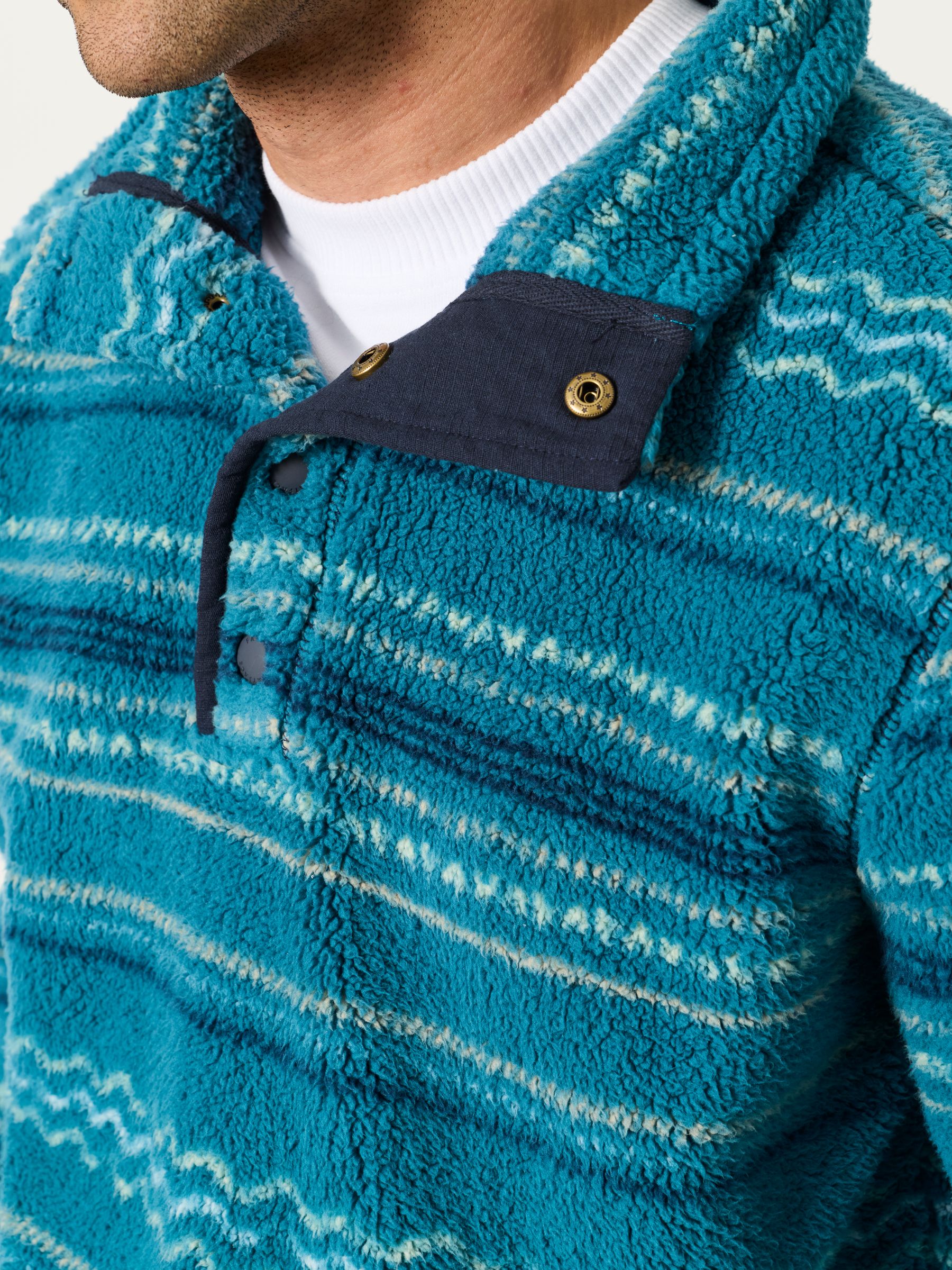Light Teal Printed Quarter Neck Fleece - Image 3 of 6